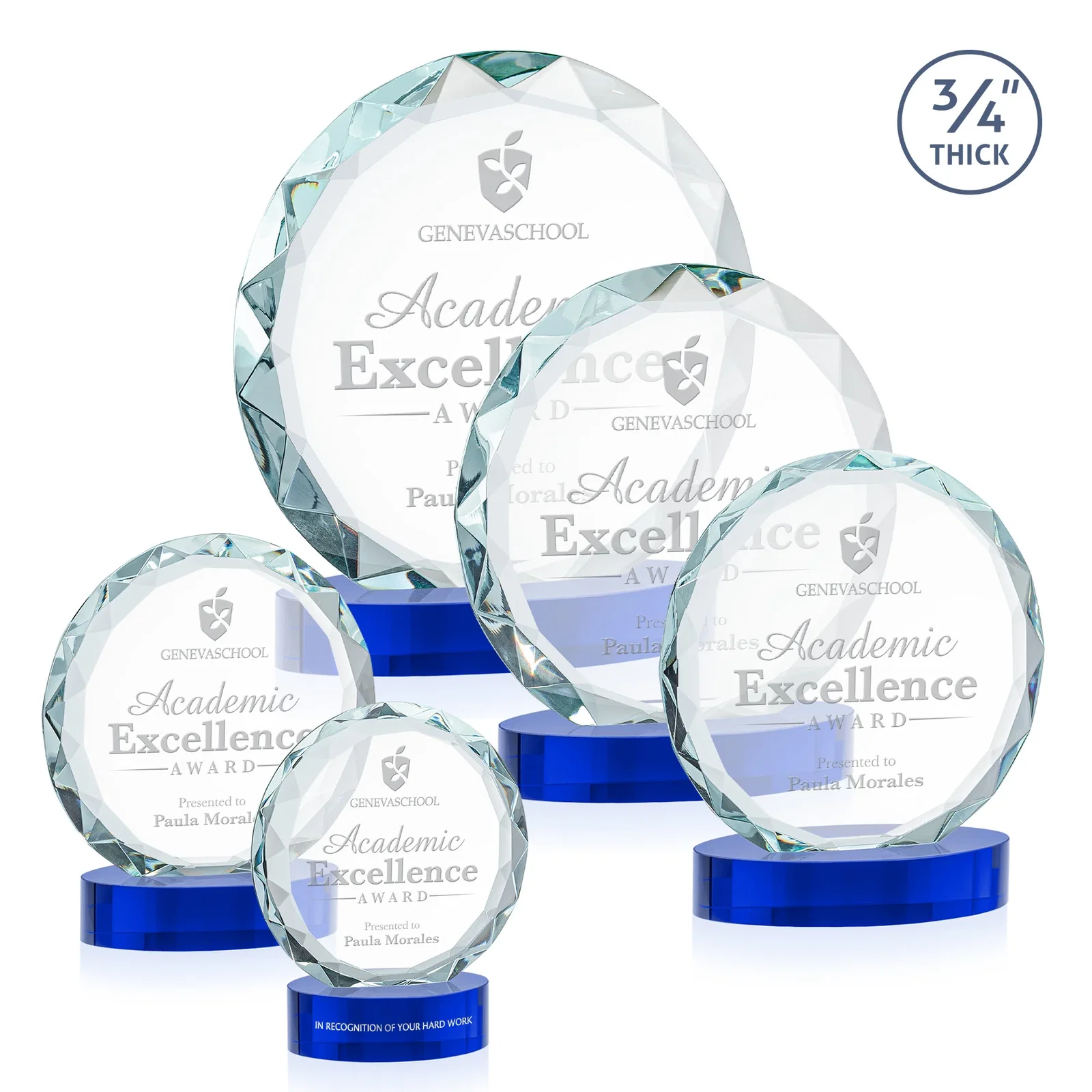 Personalized Starfire Crystal Award With Gemstone Facets on an Oval Crystal Base, awards for employee recognition