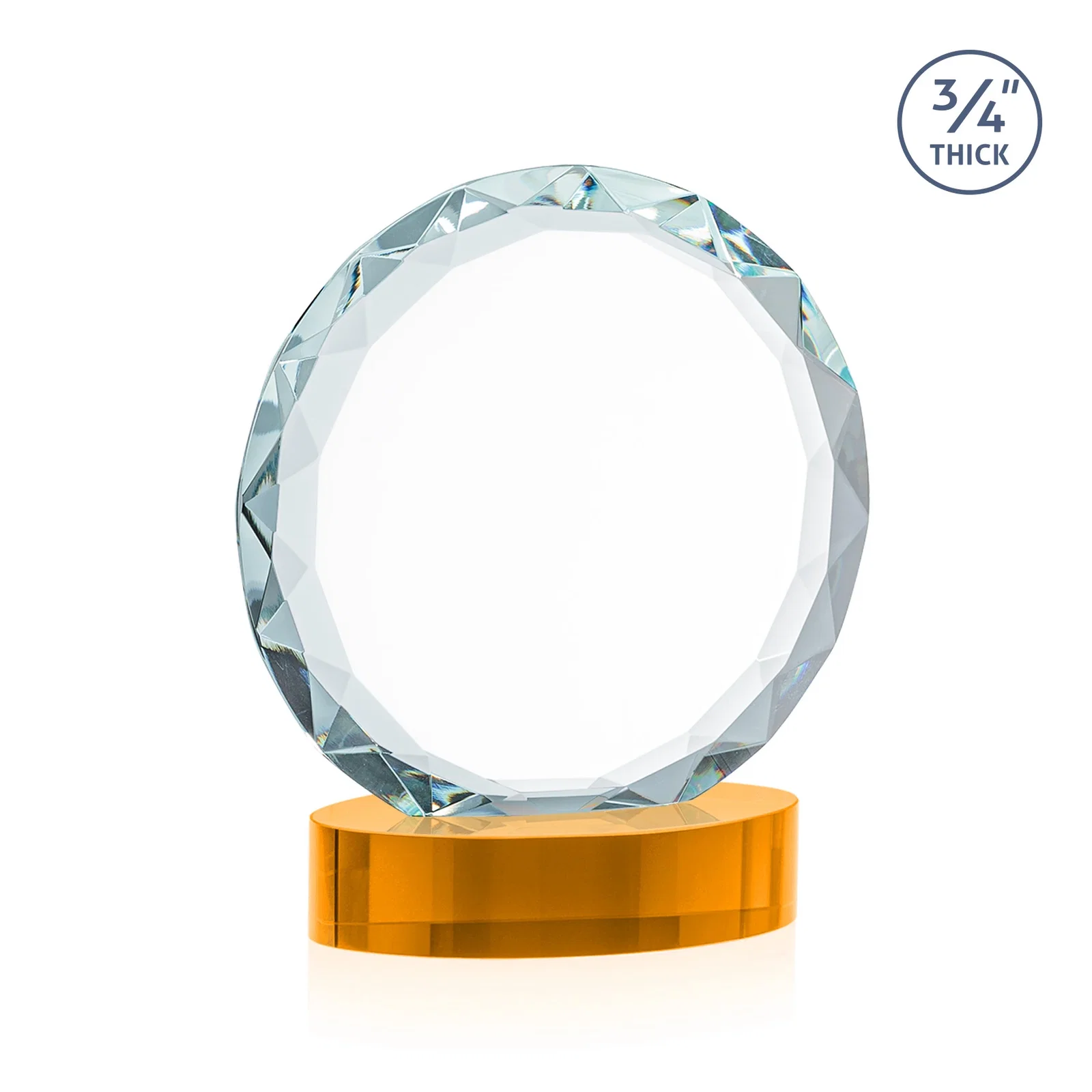Branded Starfire Crystal Award With Gemstone Facets on an Oval Crystal Base, awards, with your logo for retirement presentations
