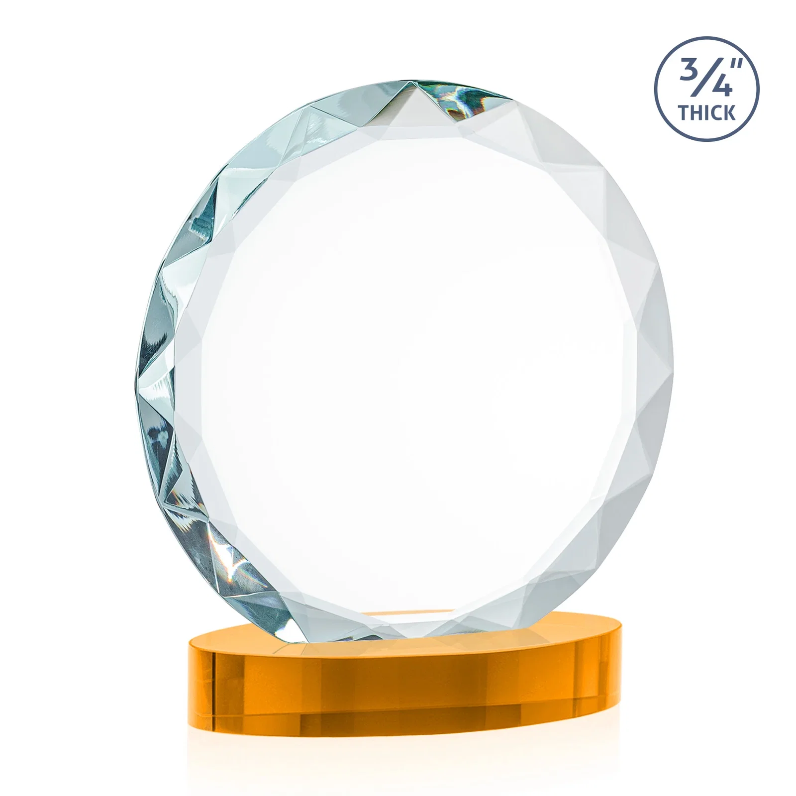 Branded Starfire Crystal Award With Gemstone Facets on an Oval Crystal Base, awards, with your logo for donor appreciation