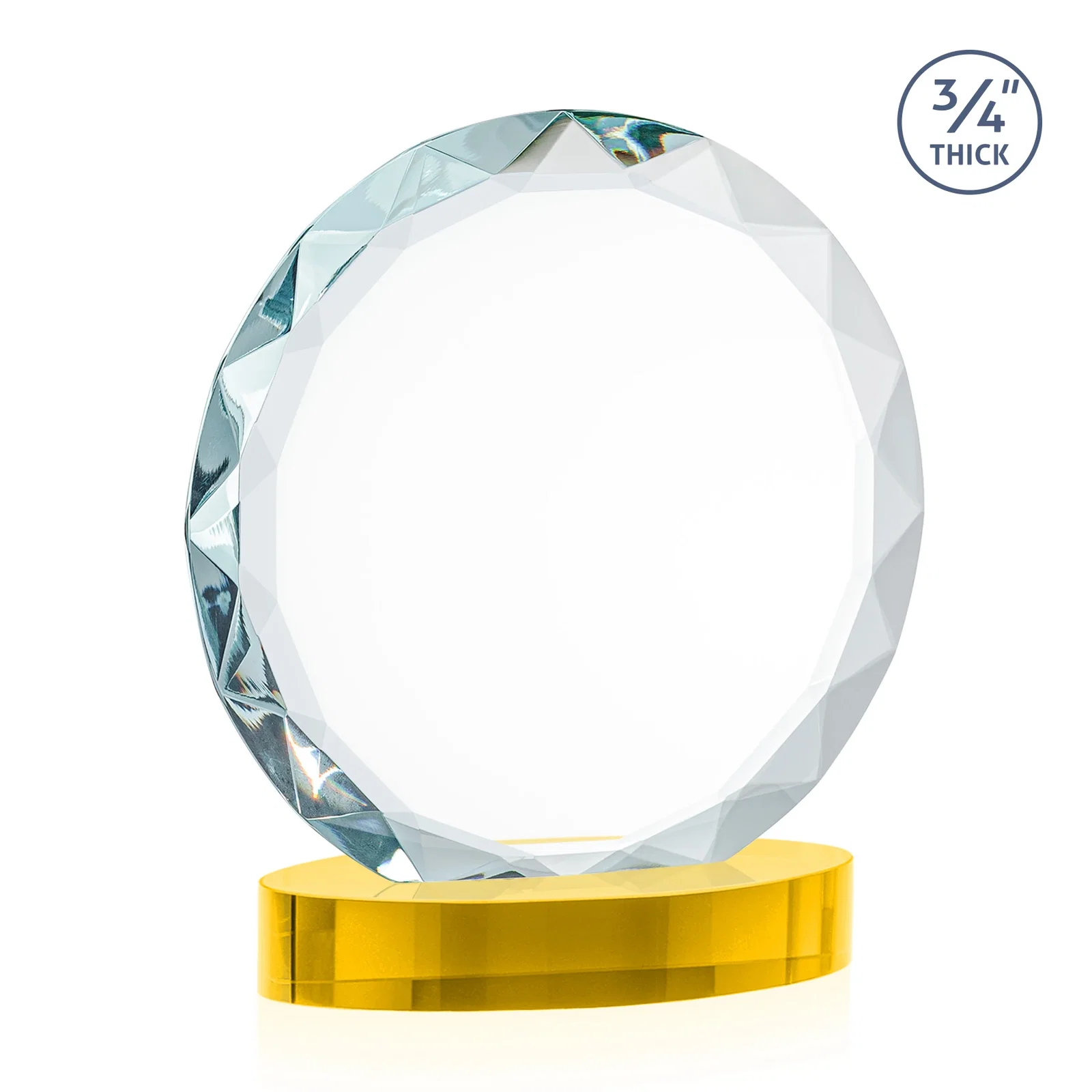 Branded Starfire Crystal Award With Gemstone Facets on an Oval Crystal Base, awards, with your logo for company anniversary events