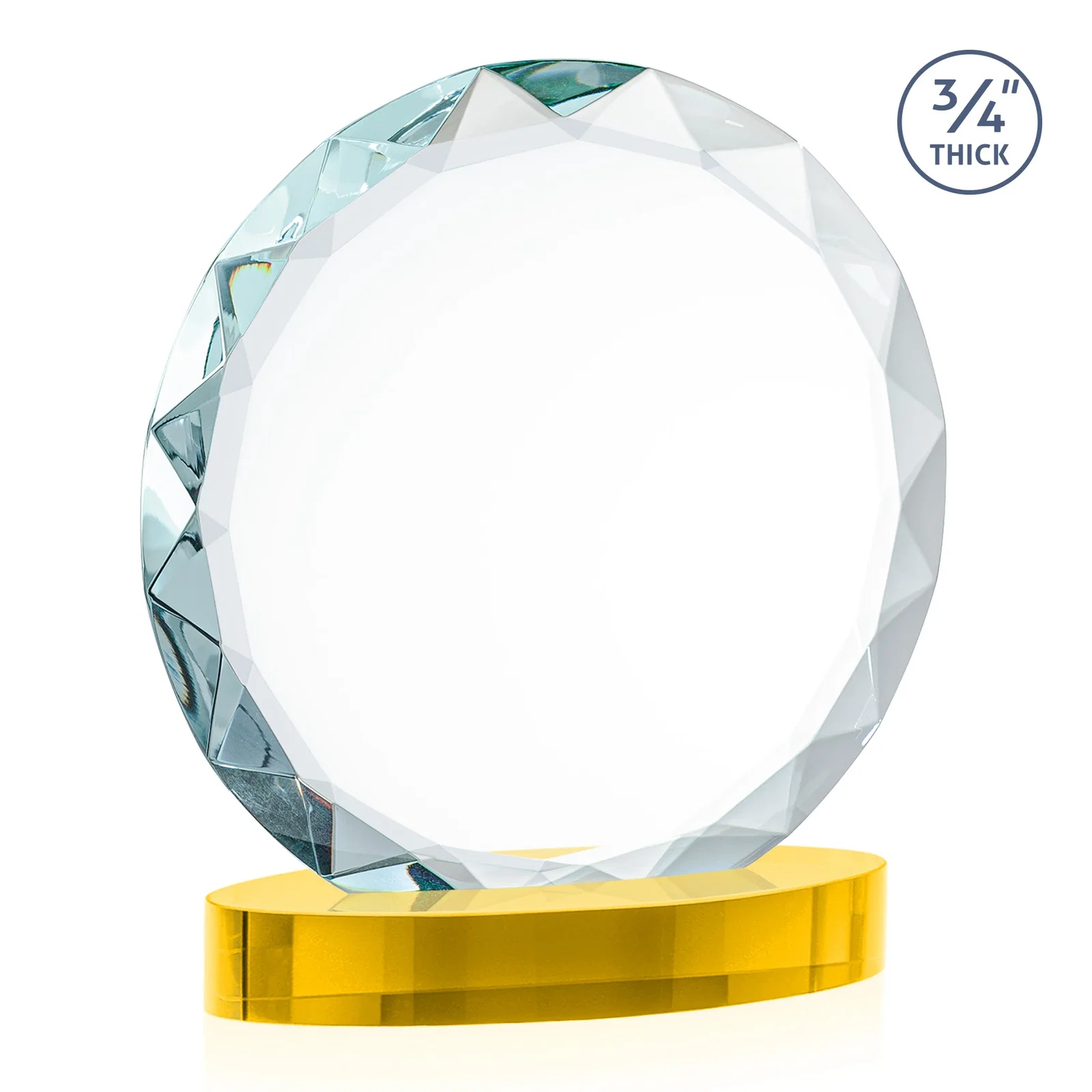 Custom printed Starfire Crystal Award With Gemstone Facets on an Oval Crystal Base, awards, with your logo for employee recognition