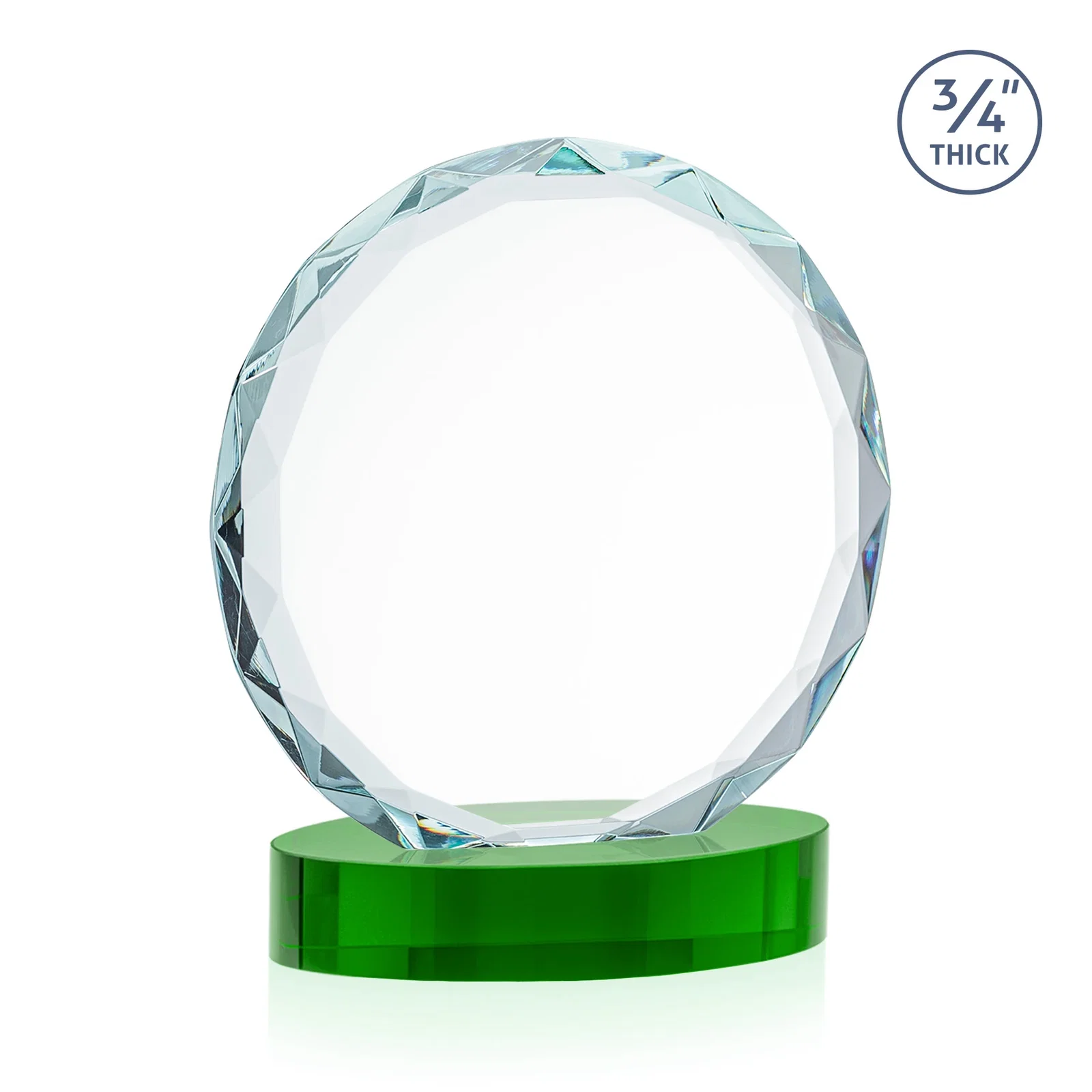 Custom printed Starfire Crystal Award With Gemstone Facets on an Oval Crystal Base, awards, with your logo for sales achievement awards