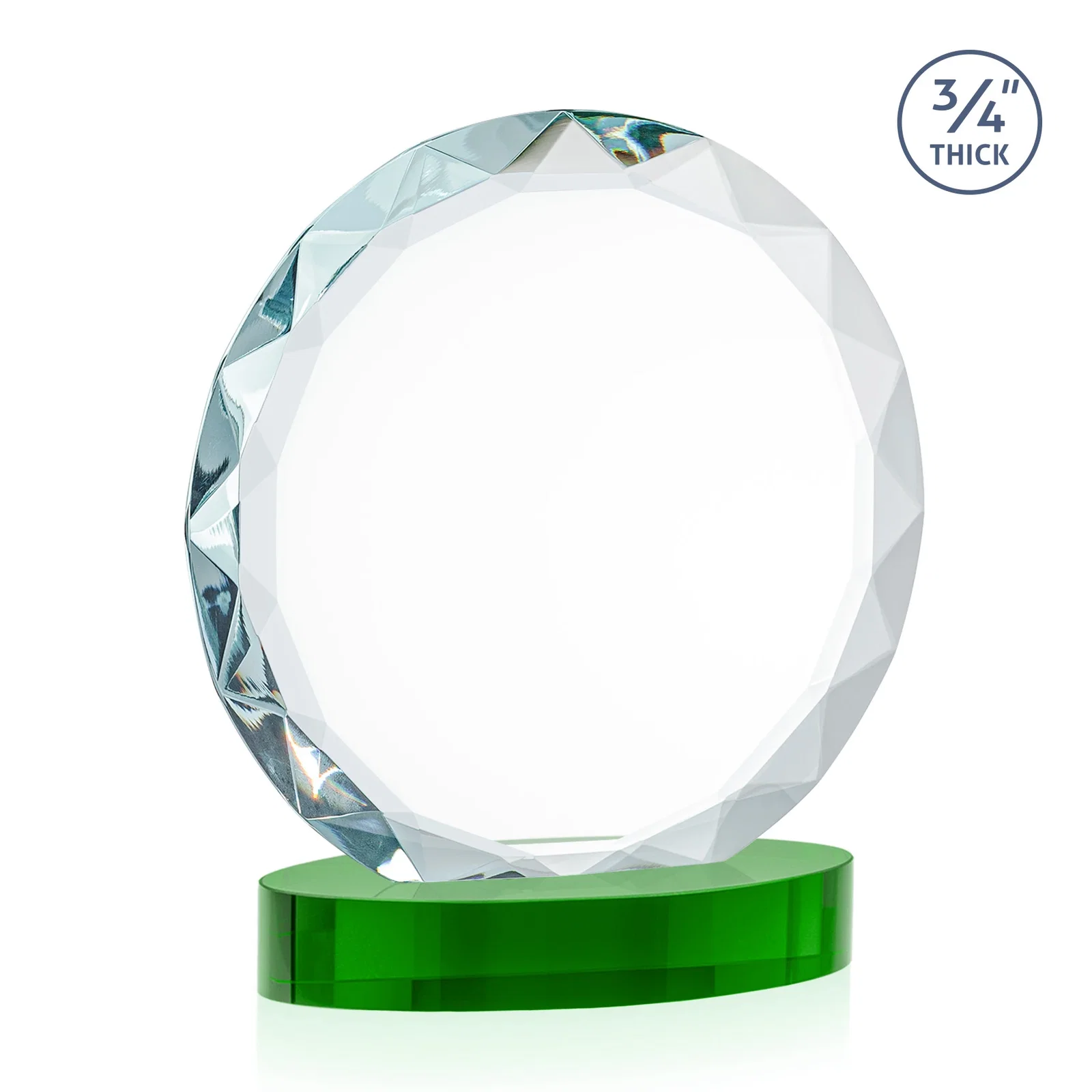 Custom printed Starfire Crystal Award With Gemstone Facets on an Oval Crystal Base, awards, with your logo for retirement presentations