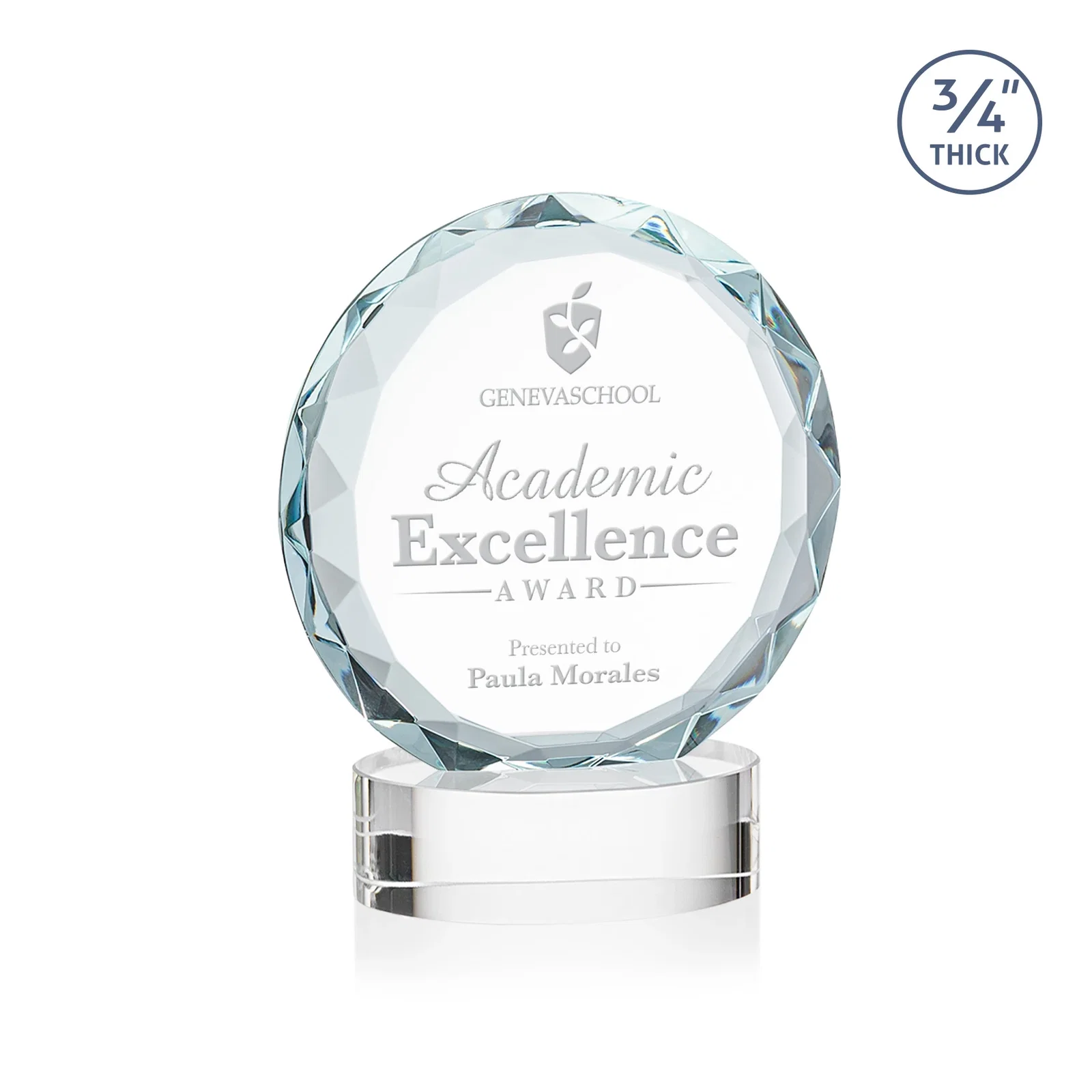 Custom Starfire Crystal Award With Gemstone Facets on an Oval Crystal Base, awards for corporate award ceremonies