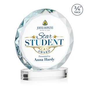 Starfire Crystal Award With Gemstone Facets on an Oval Crystal Base