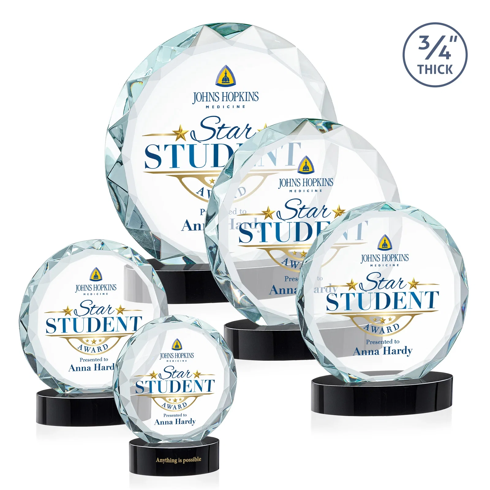 Promotional Starfire Crystal Award With Gemstone Facets on an Oval Crystal Base, awards for employee recognition