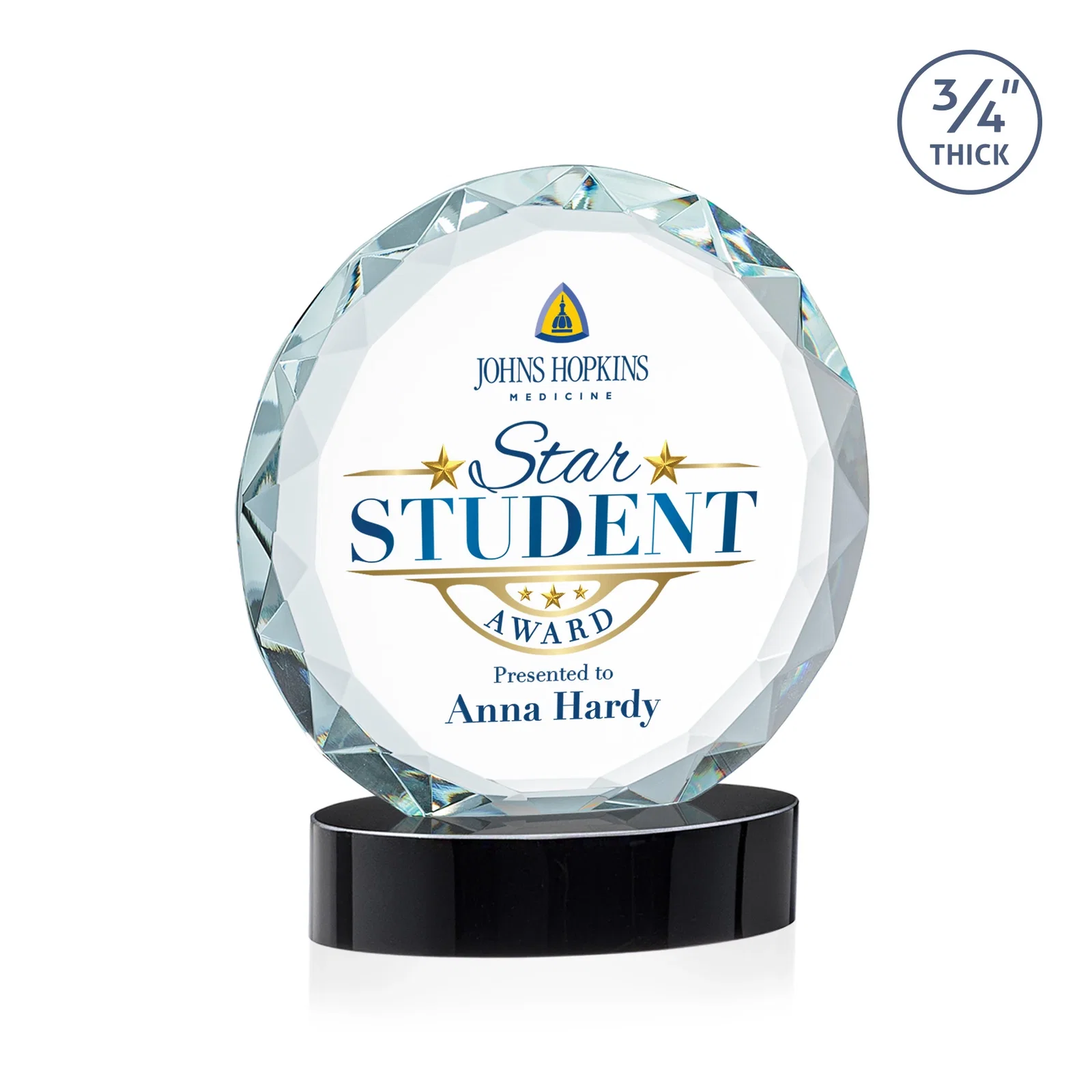 Promotional Starfire Crystal Award With Gemstone Facets on an Oval Crystal Base, awards for service anniversary gifts