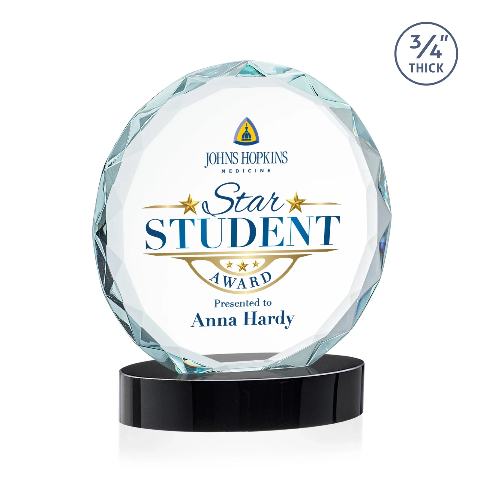 Promotional Starfire Crystal Award With Gemstone Facets on an Oval Crystal Base, awards for sales achievement awards