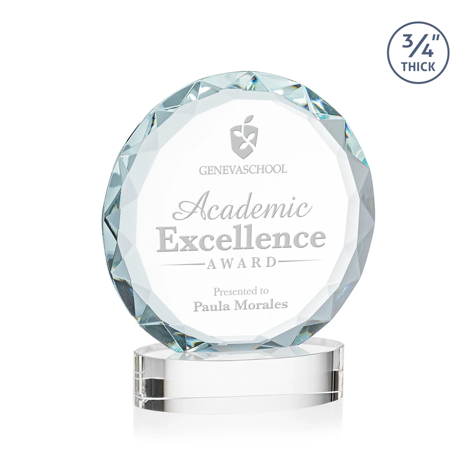 Custom Starfire Crystal Award With Gemstone Facets on an Oval Crystal Base, awards for service anniversary gifts