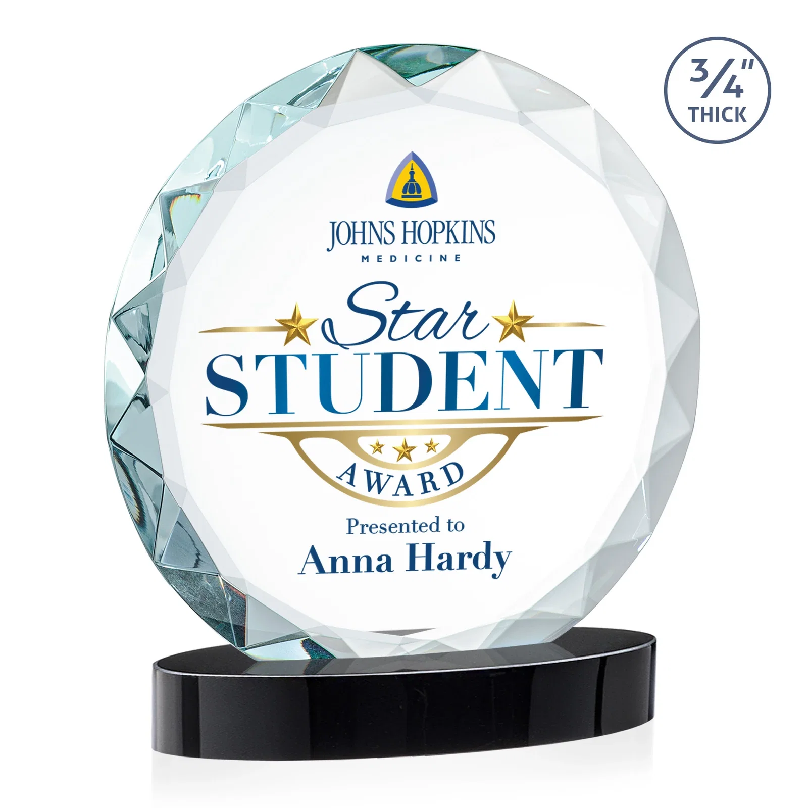 Promotional Starfire Crystal Award With Gemstone Facets on an Oval Crystal Base, awards for team milestone celebrations