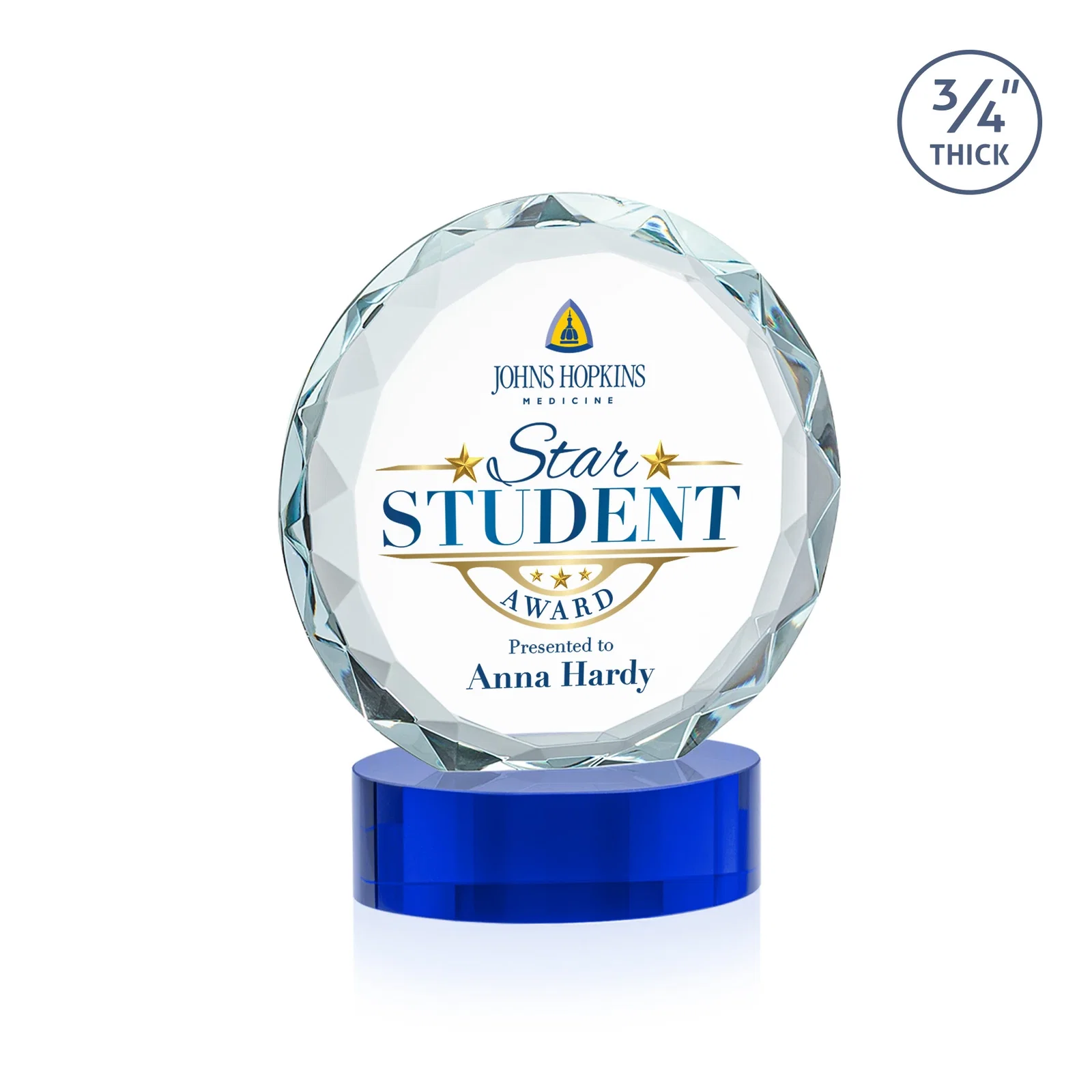 Promotional Starfire Crystal Award With Gemstone Facets on an Oval Crystal Base, awards for graduation ceremonies