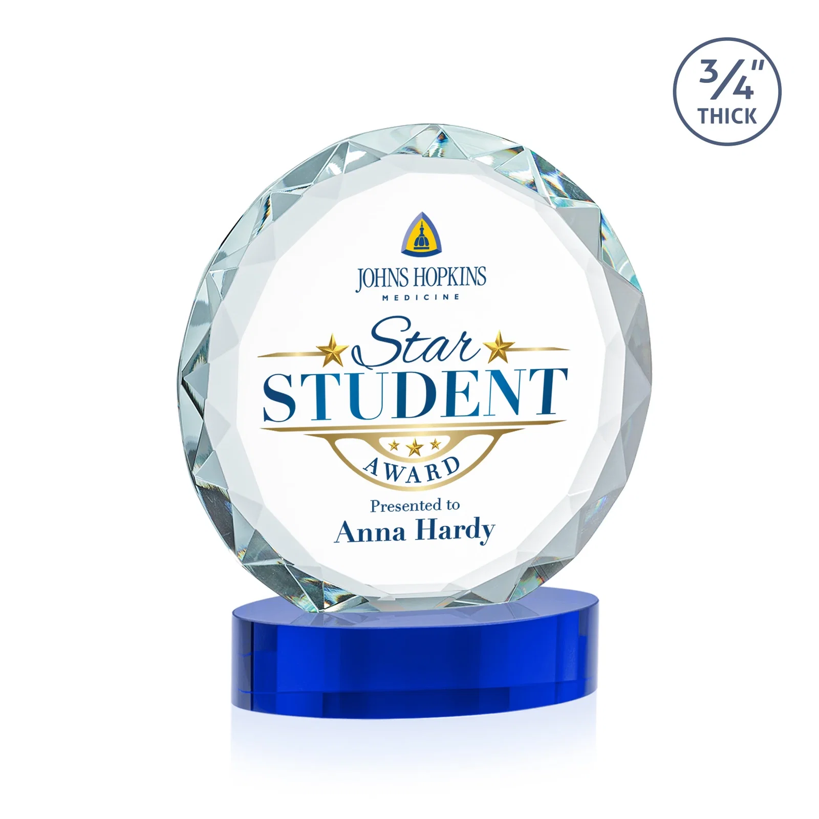 Promotional Starfire Crystal Award With Gemstone Facets on an Oval Crystal Base, awards for safety achievement programs
