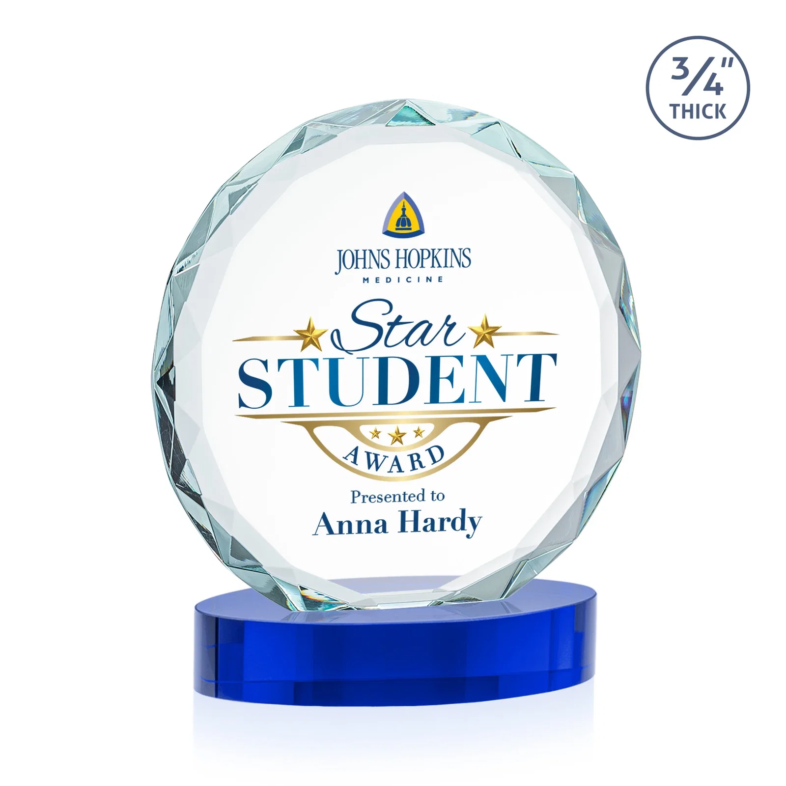 Promotional Starfire Crystal Award With Gemstone Facets on an Oval Crystal Base, awards for volunteer appreciation