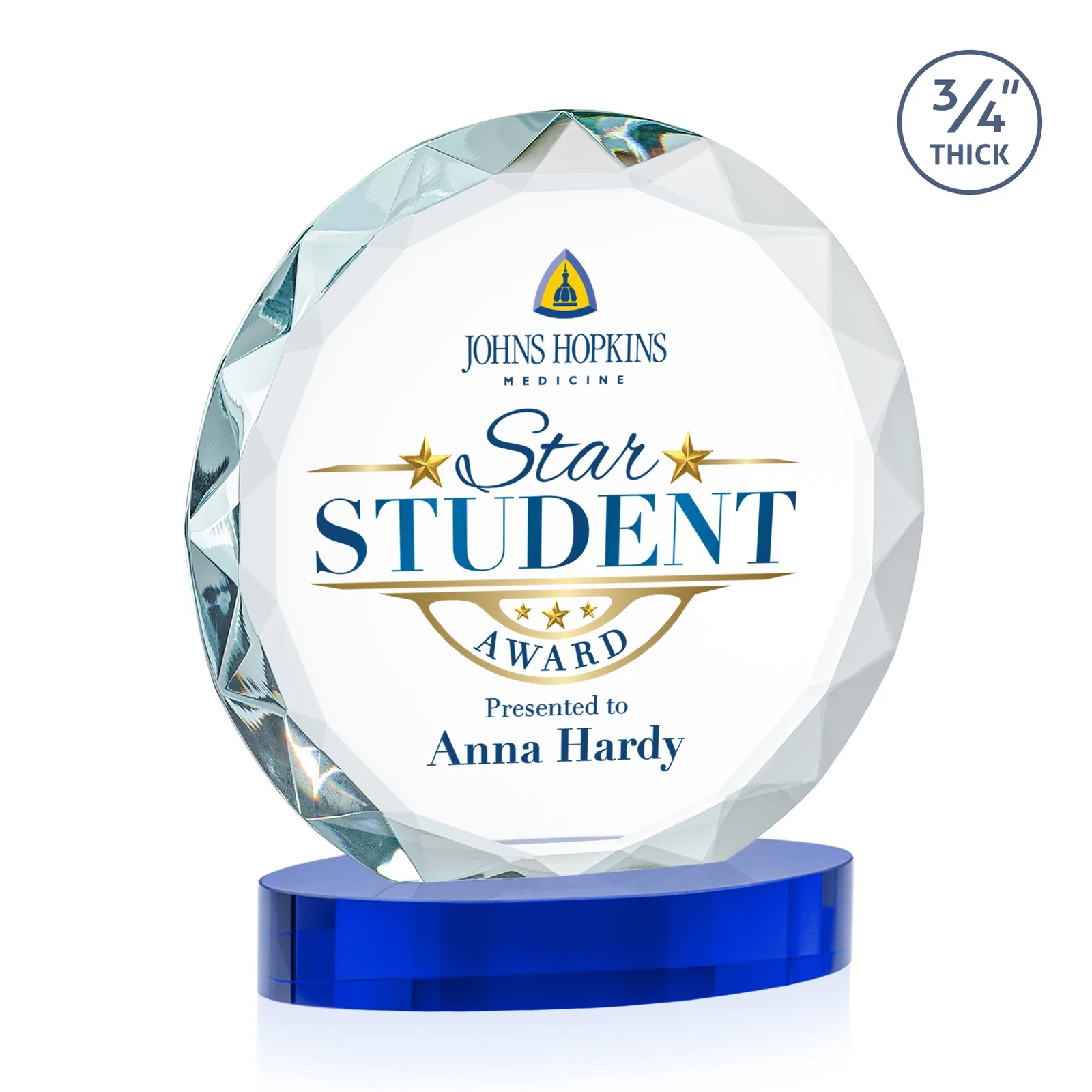Promotional Starfire Crystal Award With Gemstone Facets on an Oval Crystal Base, awards for dealer and partner awards