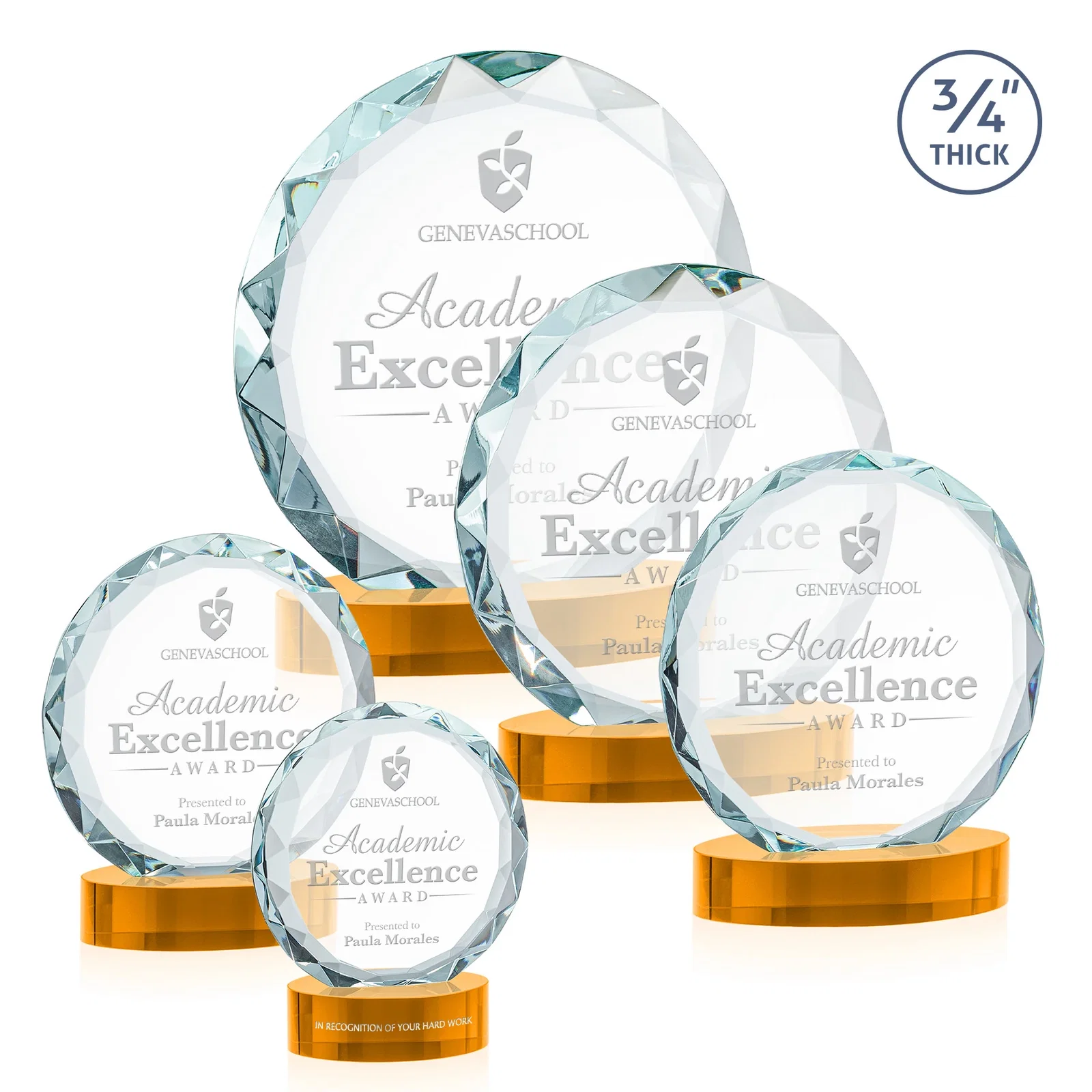Branded Starfire Crystal Award With Gemstone Facets on an Oval Crystal Base, awards for employee recognition