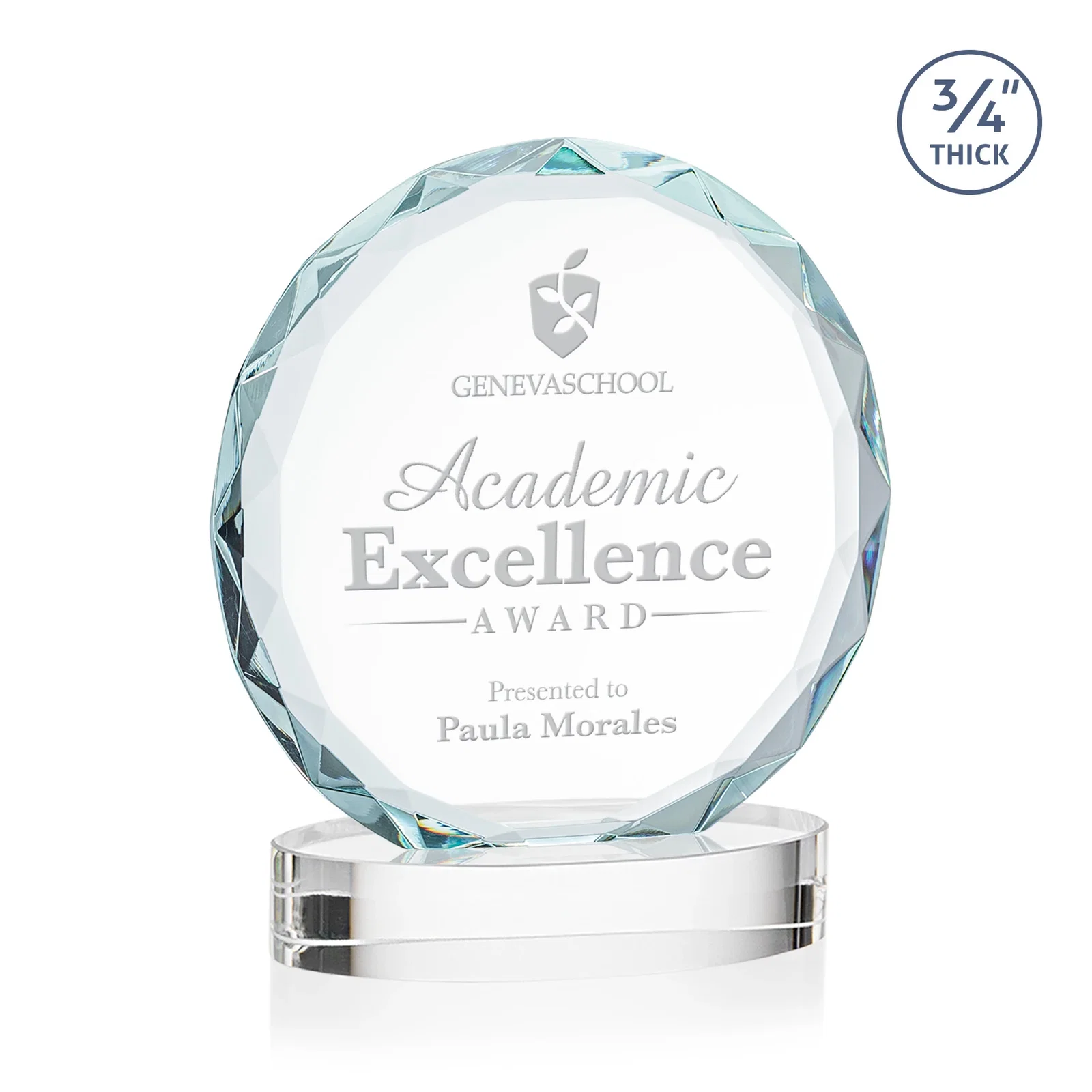 Custom Starfire Crystal Award With Gemstone Facets on an Oval Crystal Base, awards for sales achievement awards
