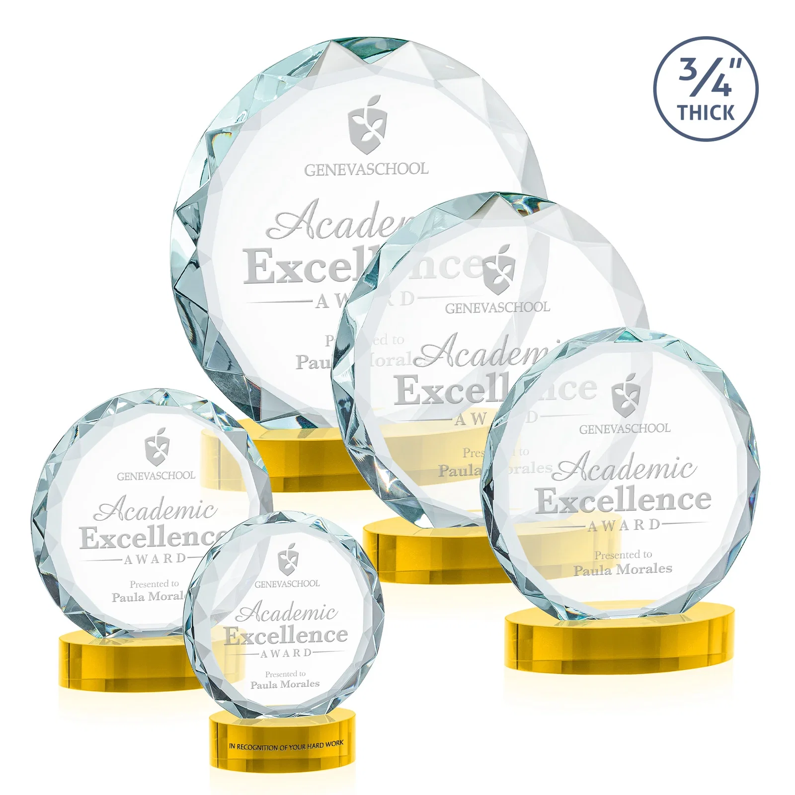 Branded Starfire Crystal Award With Gemstone Facets on an Oval Crystal Base, awards for donor appreciation