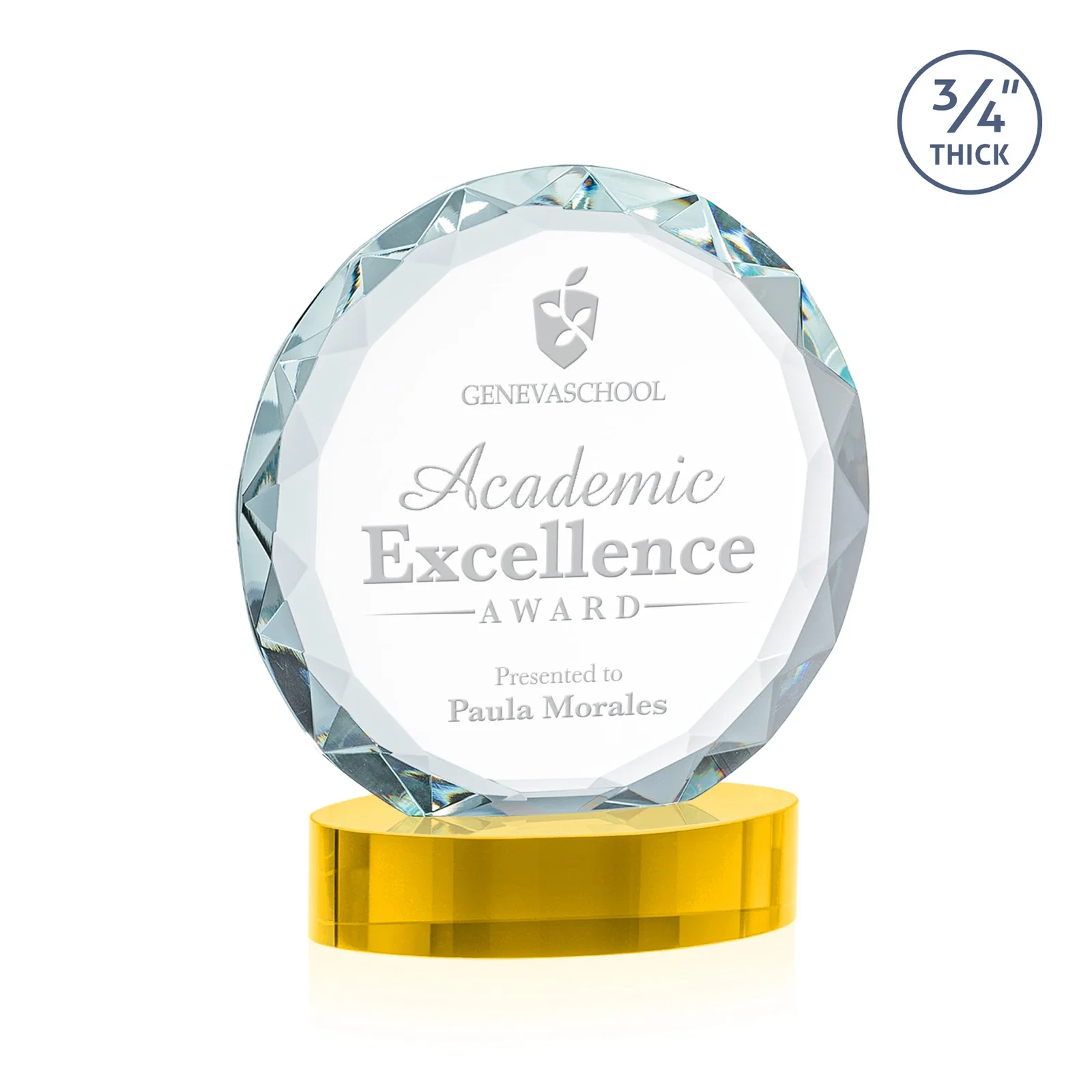 Branded Starfire Crystal Award With Gemstone Facets on an Oval Crystal Base, awards for safety achievement programs