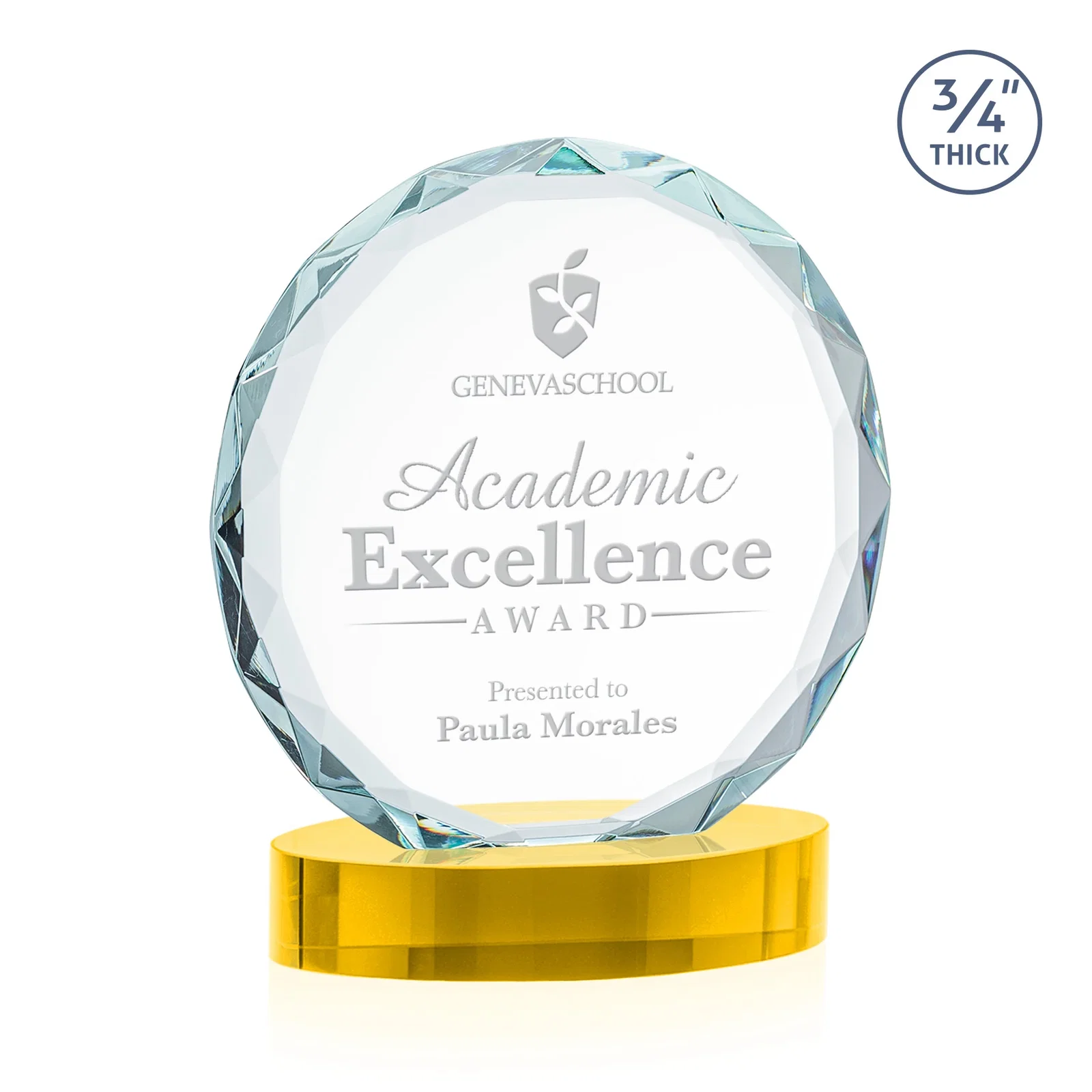 Branded Starfire Crystal Award With Gemstone Facets on an Oval Crystal Base, awards for volunteer appreciation