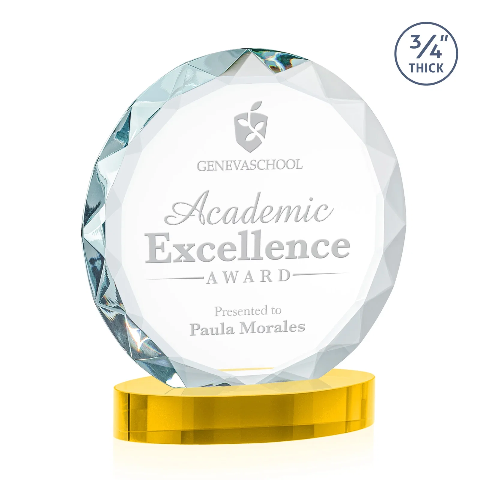 Branded Starfire Crystal Award With Gemstone Facets on an Oval Crystal Base, awards for dealer and partner awards