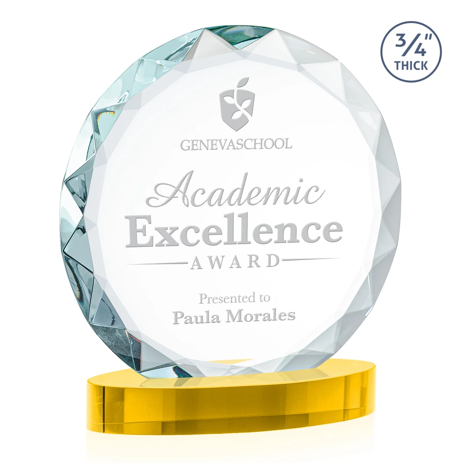 Branded Starfire Crystal Award With Gemstone Facets on an Oval Crystal Base, awards for company anniversary events