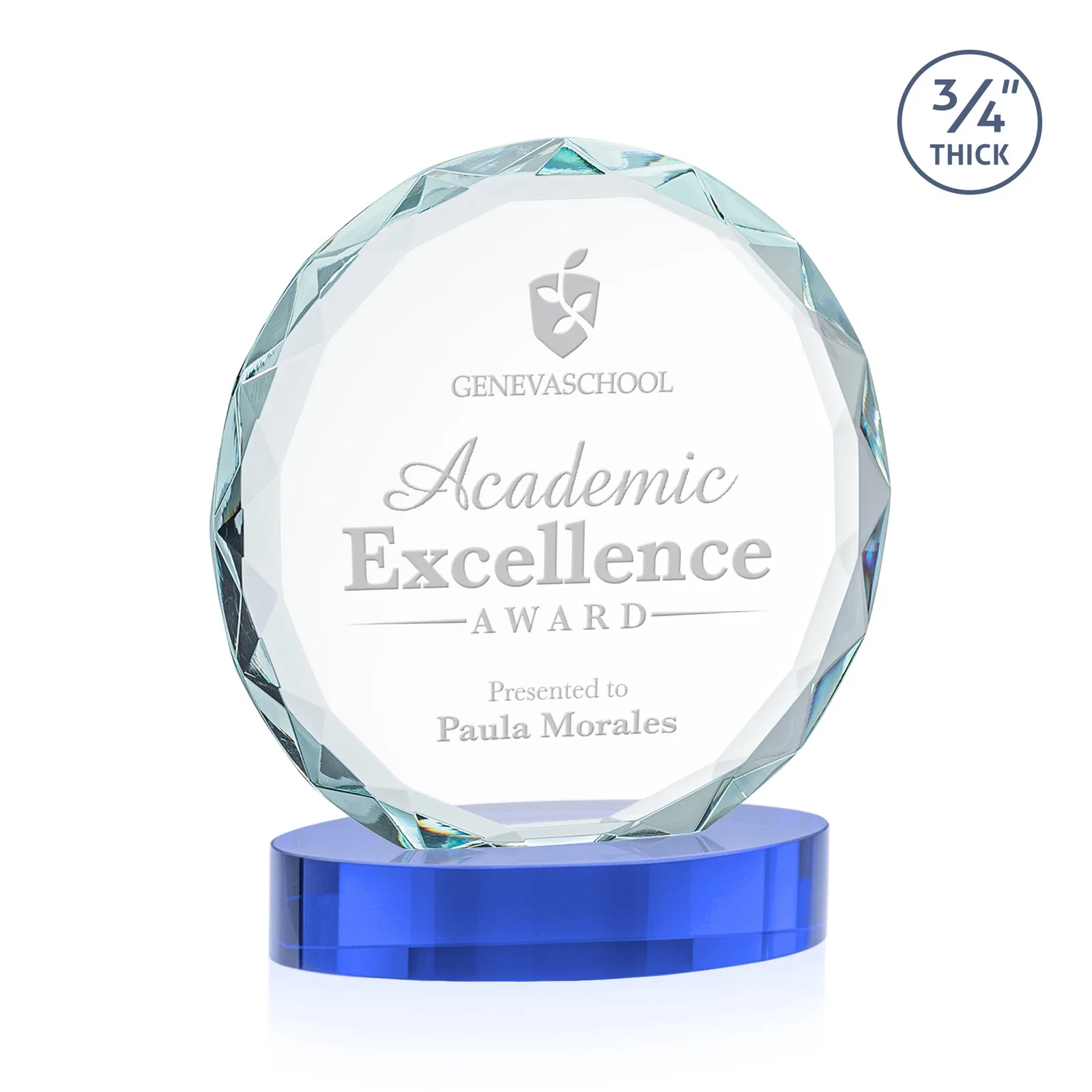 Customized Starfire Crystal Award With Gemstone Facets on an Oval Crystal Base, awards for sales achievement awards