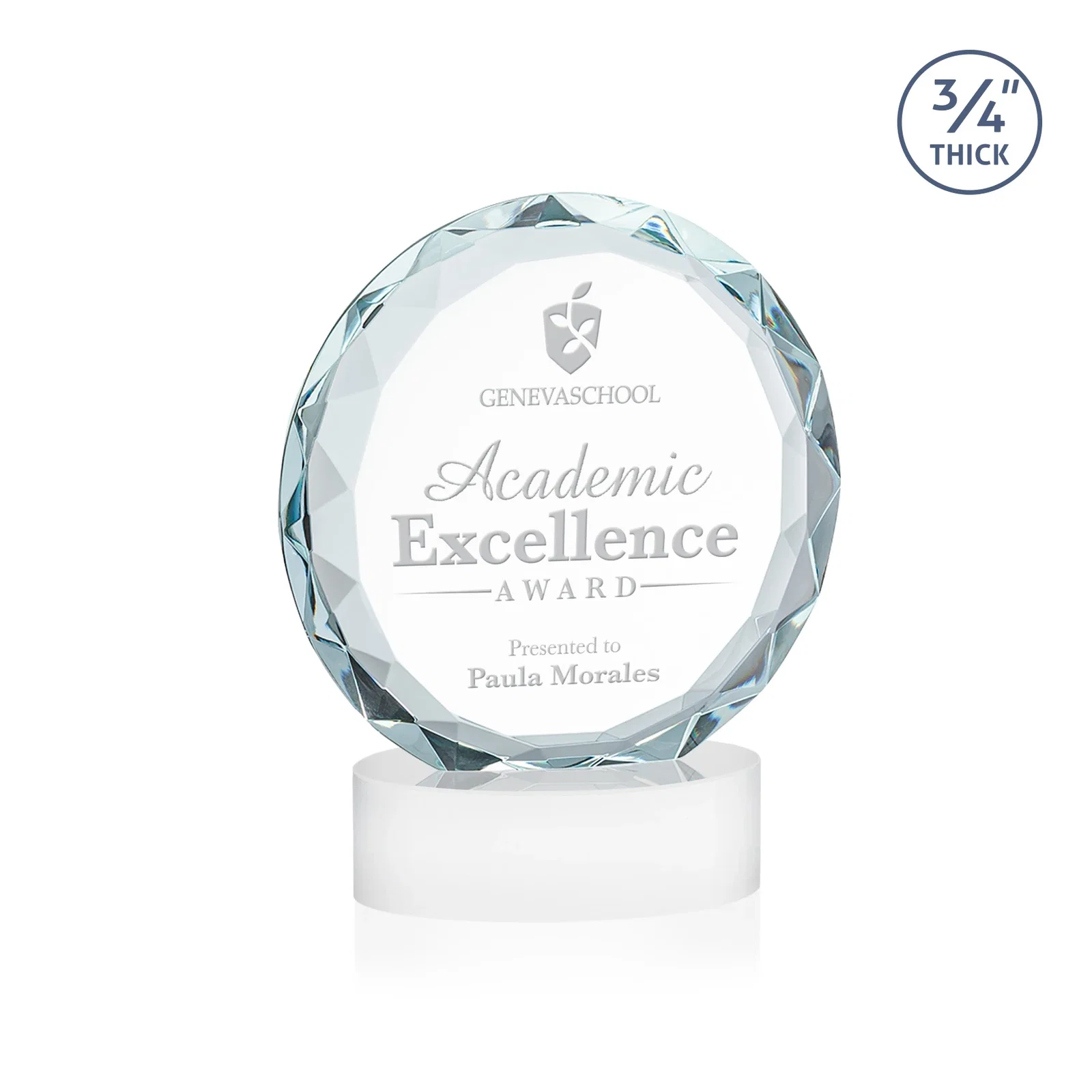 Customized Starfire Crystal Award With Gemstone Facets on an Oval Crystal Base, awards for graduation ceremonies