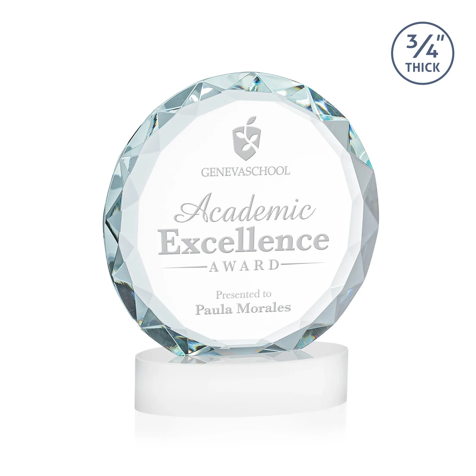 Customized Starfire Crystal Award With Gemstone Facets on an Oval Crystal Base, awards for safety achievement programs