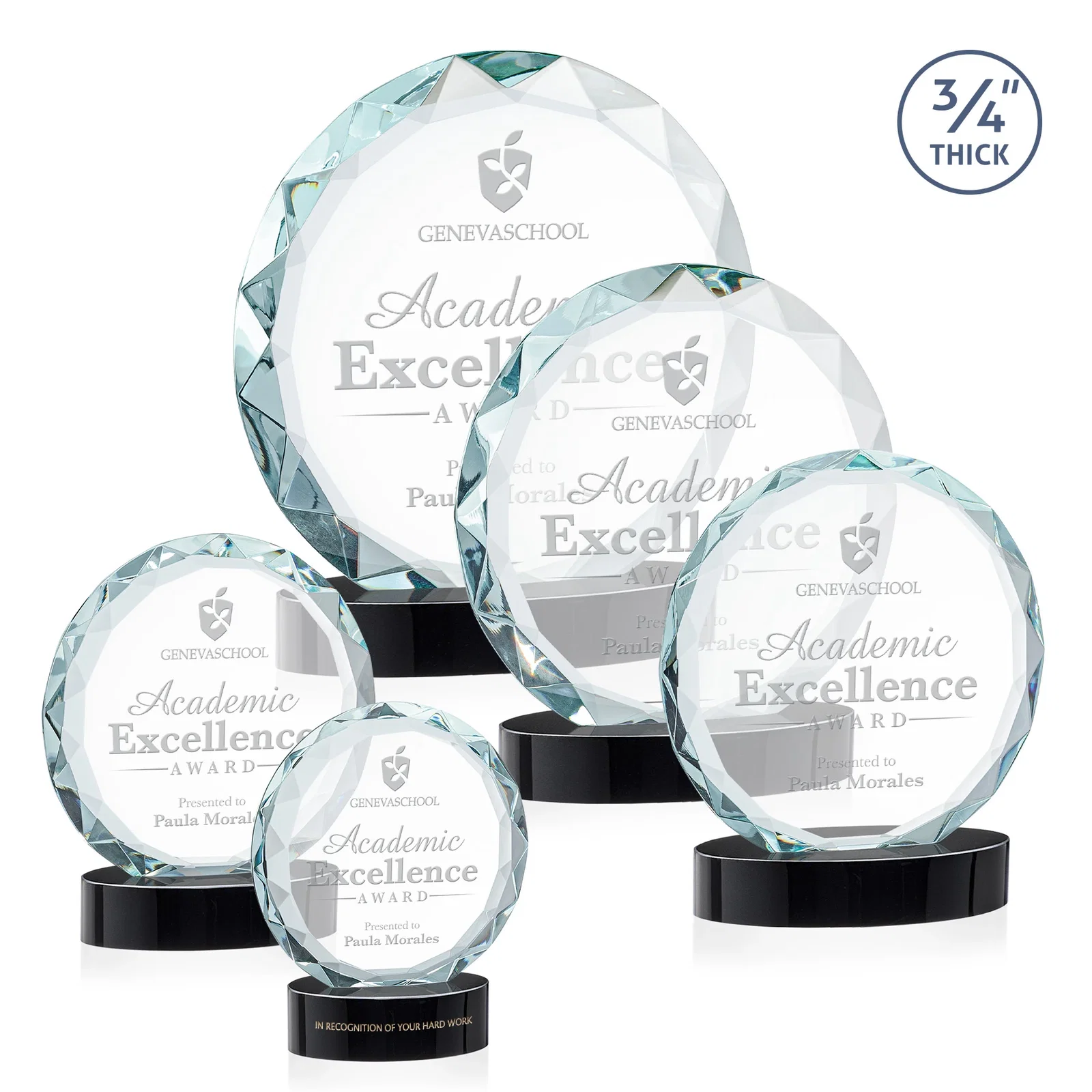 Custom Starfire Crystal Award With Gemstone Facets on an Oval Crystal Base, awards for donor appreciation