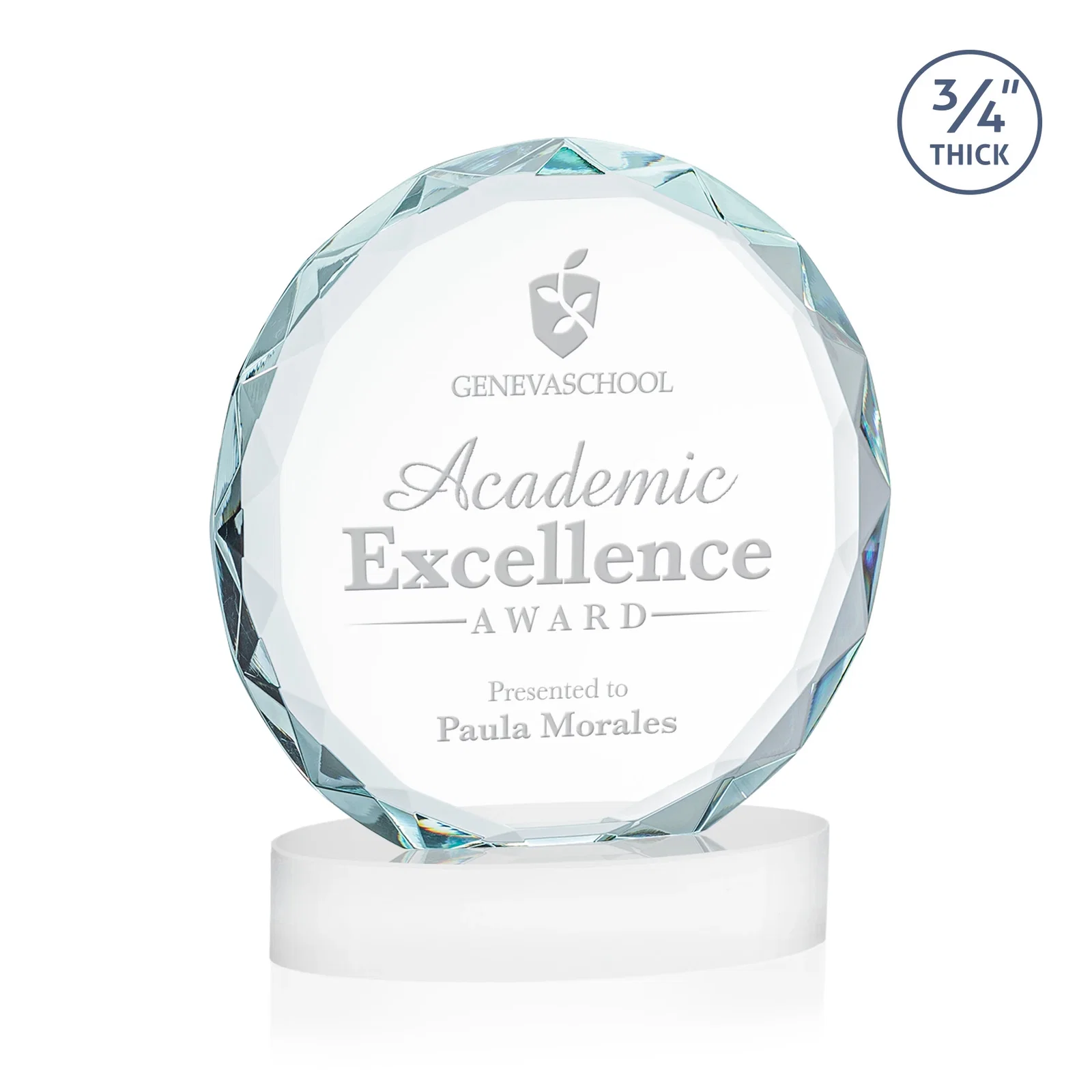 Customized Starfire Crystal Award With Gemstone Facets on an Oval Crystal Base, awards for volunteer appreciation