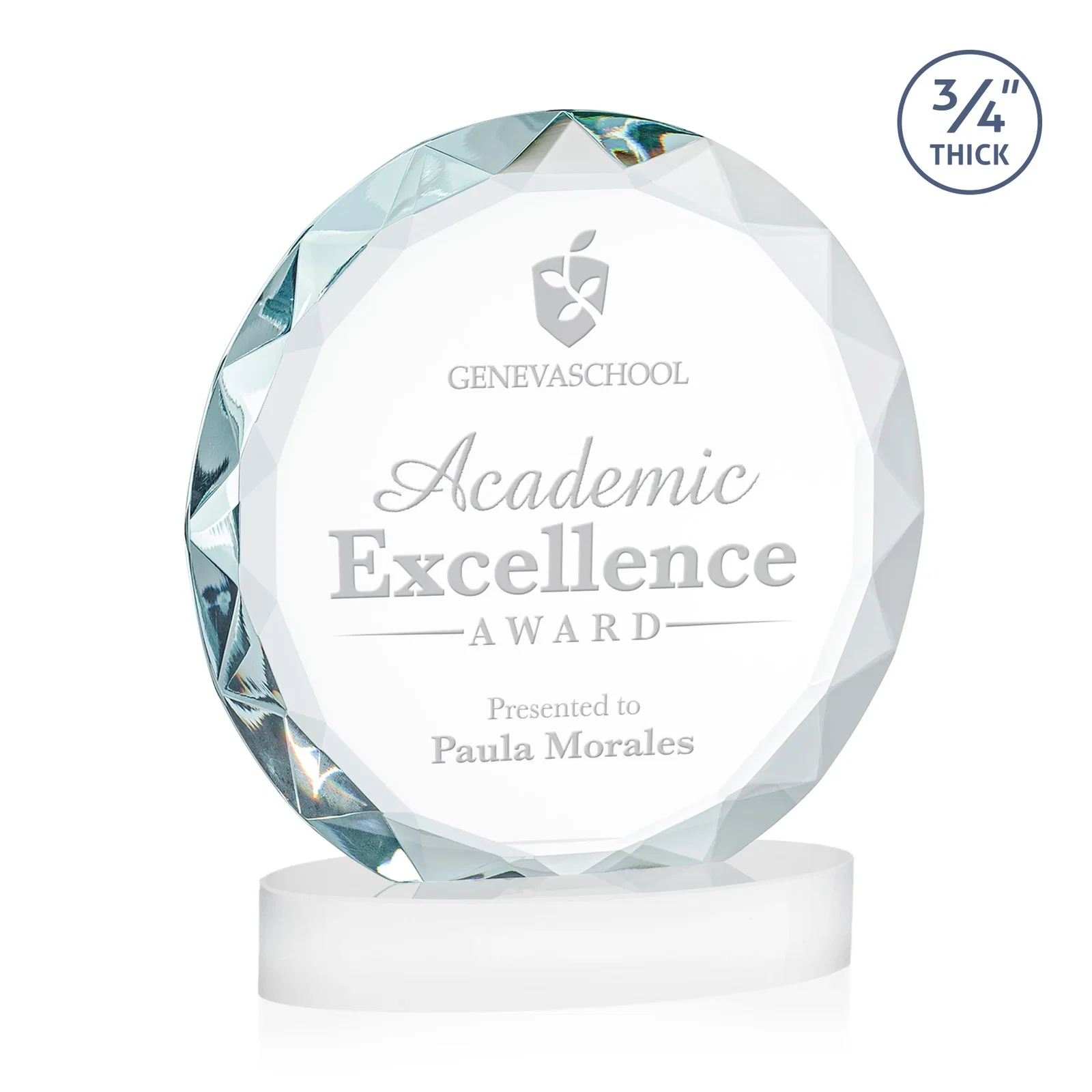 Customized Starfire Crystal Award With Gemstone Facets on an Oval Crystal Base, awards for dealer and partner awards