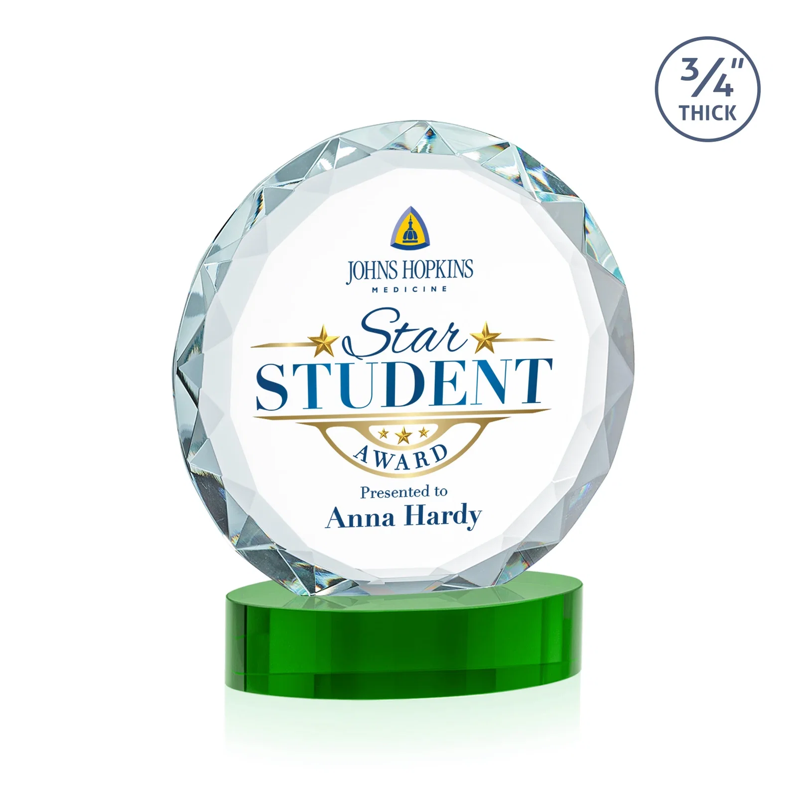 Custom Starfire Crystal Award With Gemstone Facets on an Oval Crystal Base, awards, with your logo for service anniversary gifts