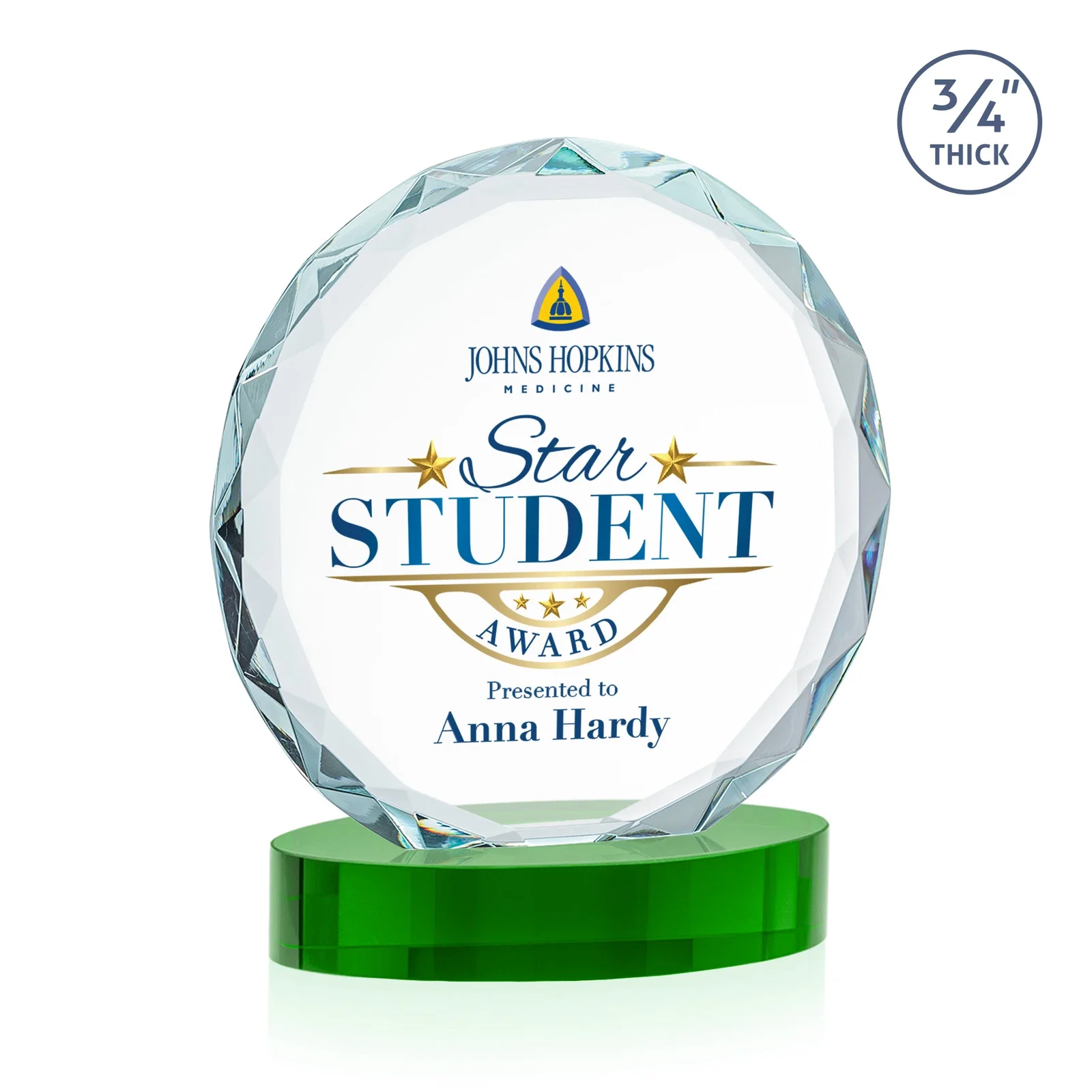 Custom Starfire Crystal Award With Gemstone Facets on an Oval Crystal Base, awards, with your logo for sales achievement awards