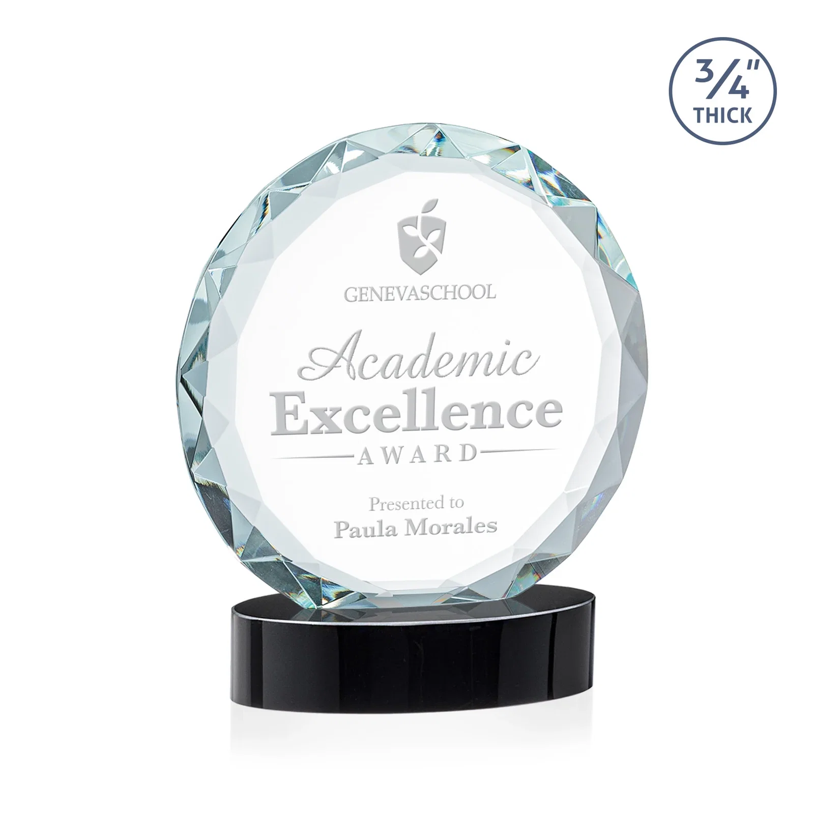 Custom Starfire Crystal Award With Gemstone Facets on an Oval Crystal Base, awards for safety achievement programs