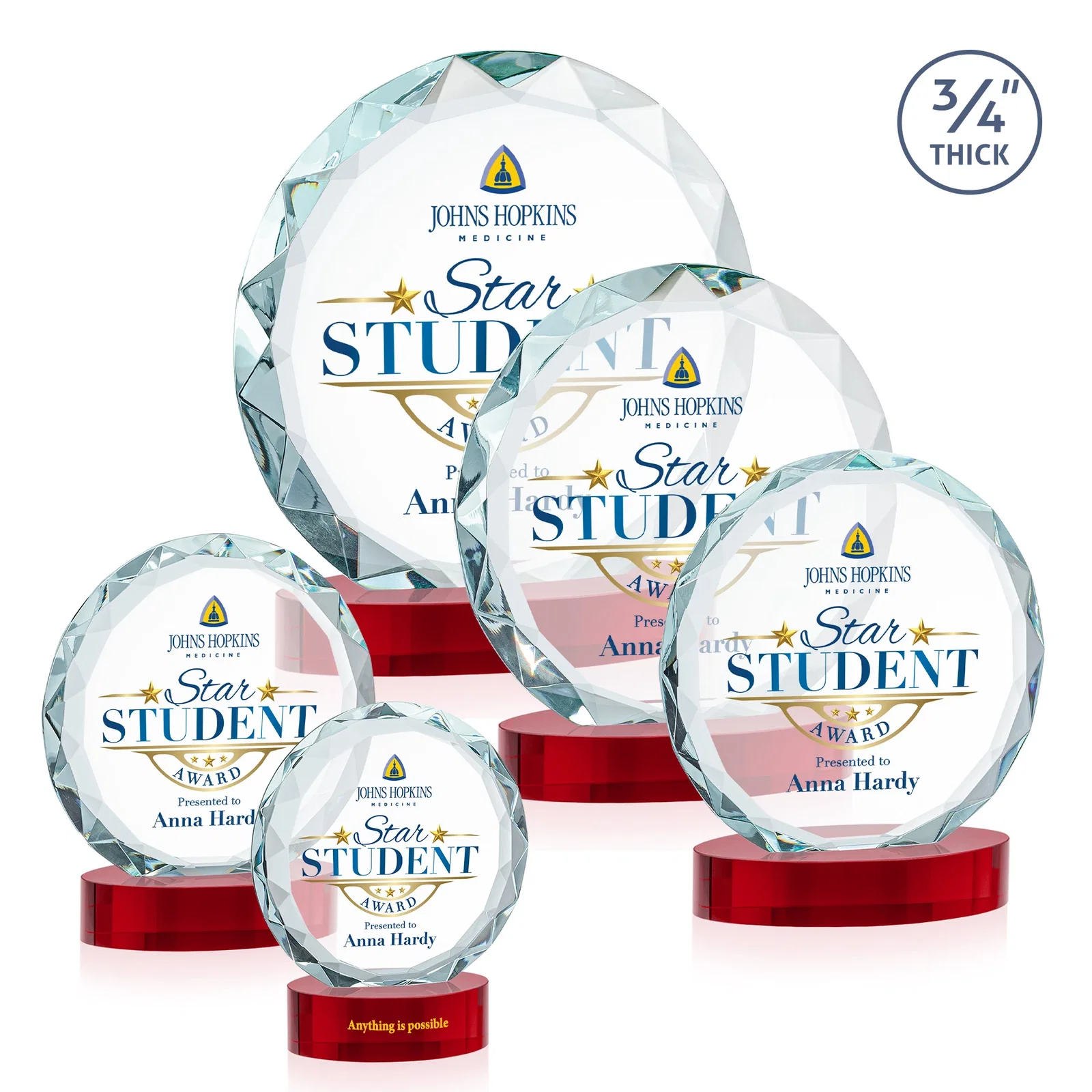 Custom Starfire Crystal Award With Gemstone Facets on an Oval Crystal Base, awards, with your logo for donor appreciation
