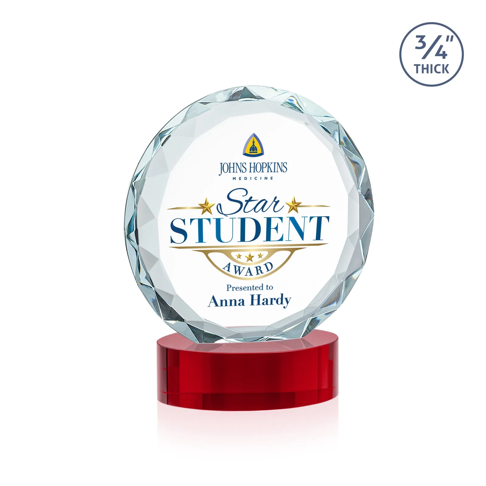 Custom Starfire Crystal Award With Gemstone Facets on an Oval Crystal Base, awards, with your logo for graduation ceremonies
