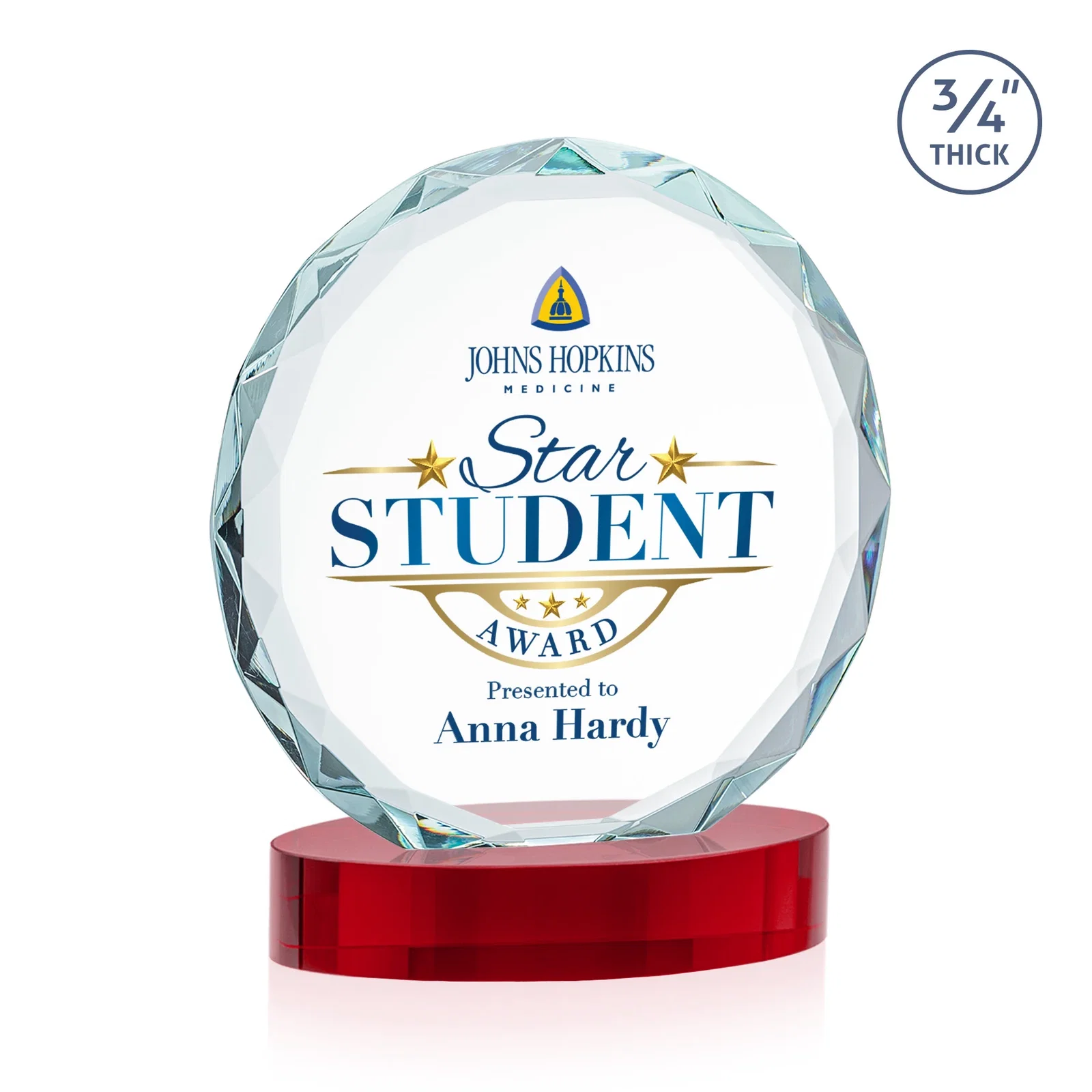 Custom Starfire Crystal Award With Gemstone Facets on an Oval Crystal Base, awards, with your logo for volunteer appreciation