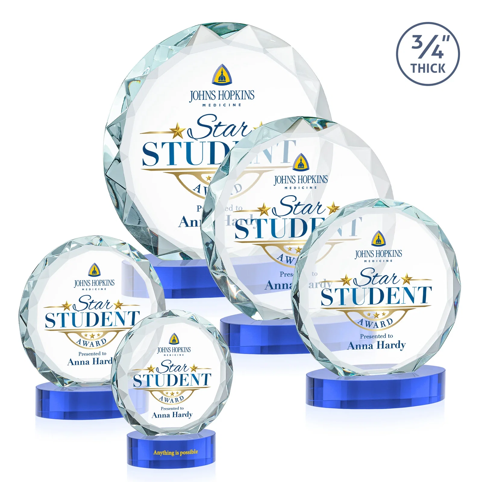 Personalized Starfire Crystal Award With Gemstone Facets on an Oval Crystal Base, awards, with your logo for employee recognition