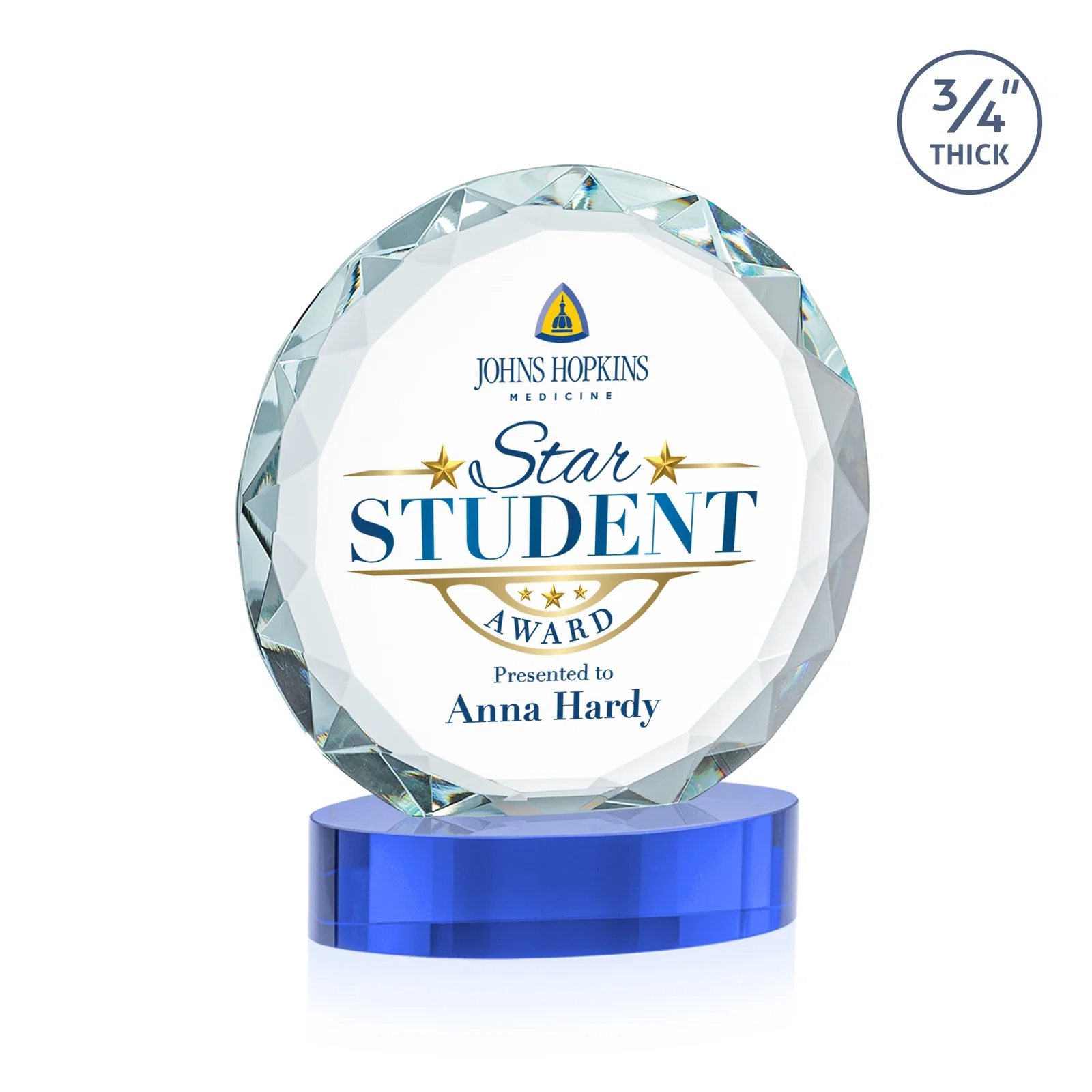 Personalized Starfire Crystal Award With Gemstone Facets on an Oval Crystal Base, awards, with your logo for service anniversary gifts