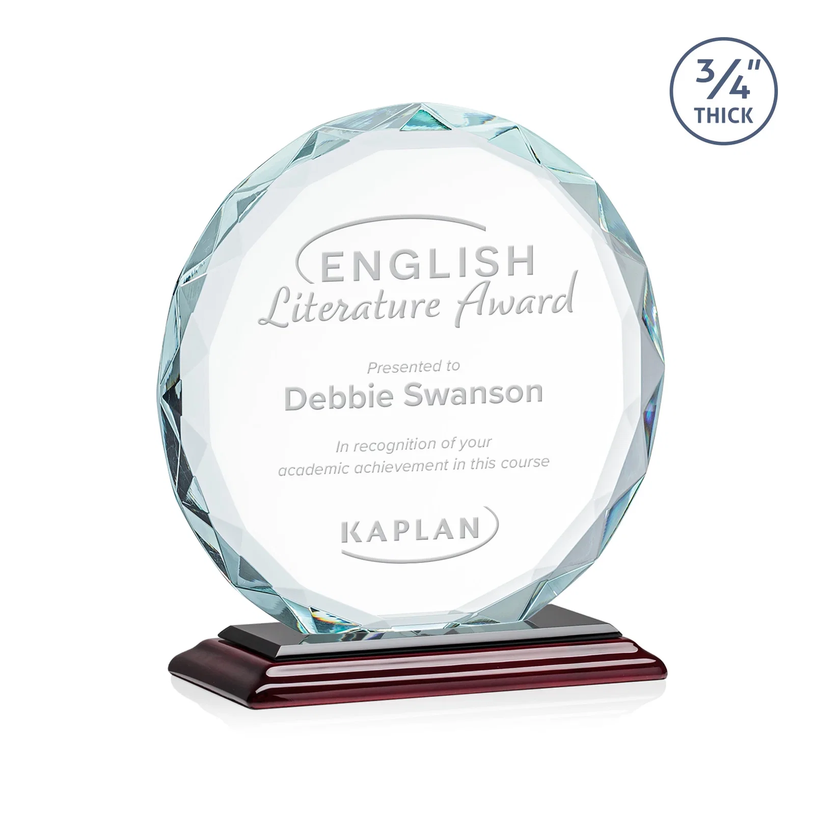 Custom Starfire Crystal Award With Gemstone Facets on a Wood or Crystal Base for dealer and partner awards
