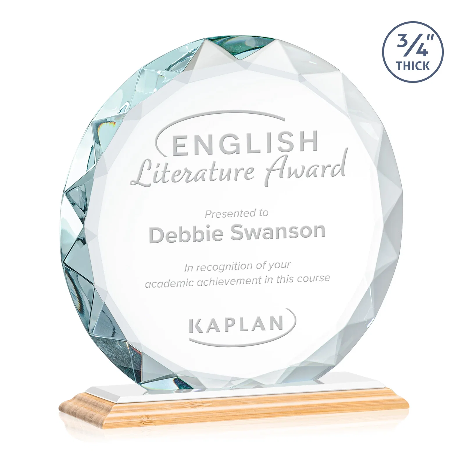 Personalized Starfire Crystal Award With Gemstone Facets on a Wood or Crystal Base, with your logo for dealer and partner awards