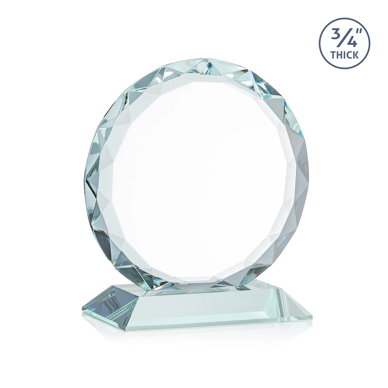 Branded Starfire Crystal Award With Gemstone Facets on a Wood or Crystal Base, with your logo for employee recognition