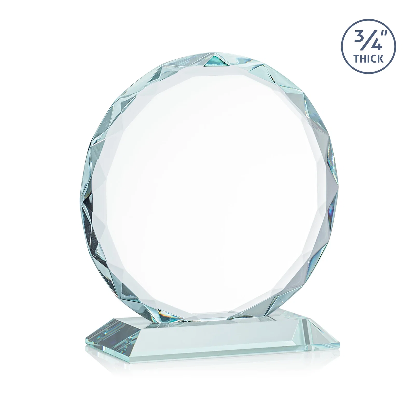 Branded Starfire Crystal Award With Gemstone Facets on a Wood or Crystal Base, with your logo for corporate award ceremonies