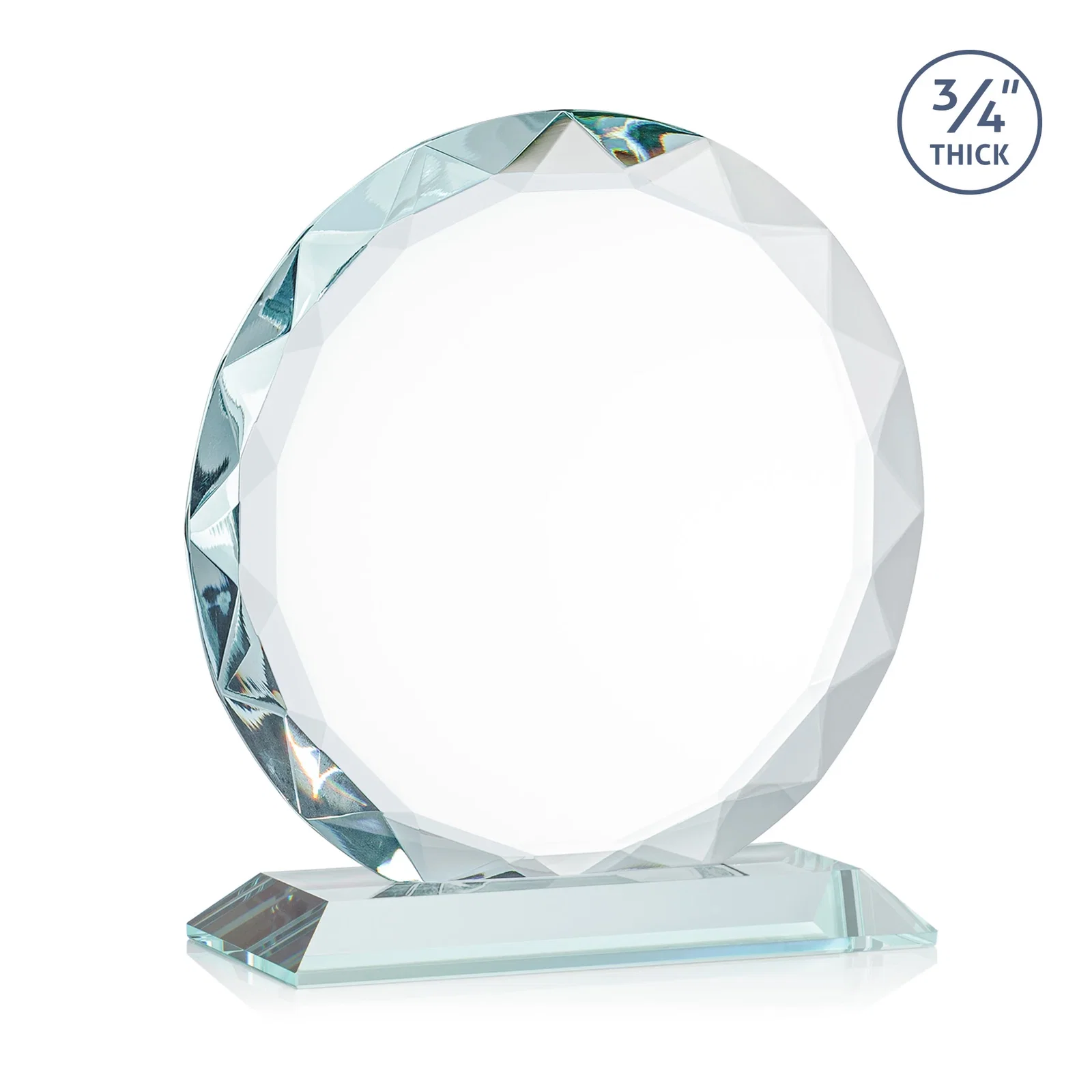 Branded Starfire Crystal Award With Gemstone Facets on a Wood or Crystal Base, with your logo for service anniversary gifts
