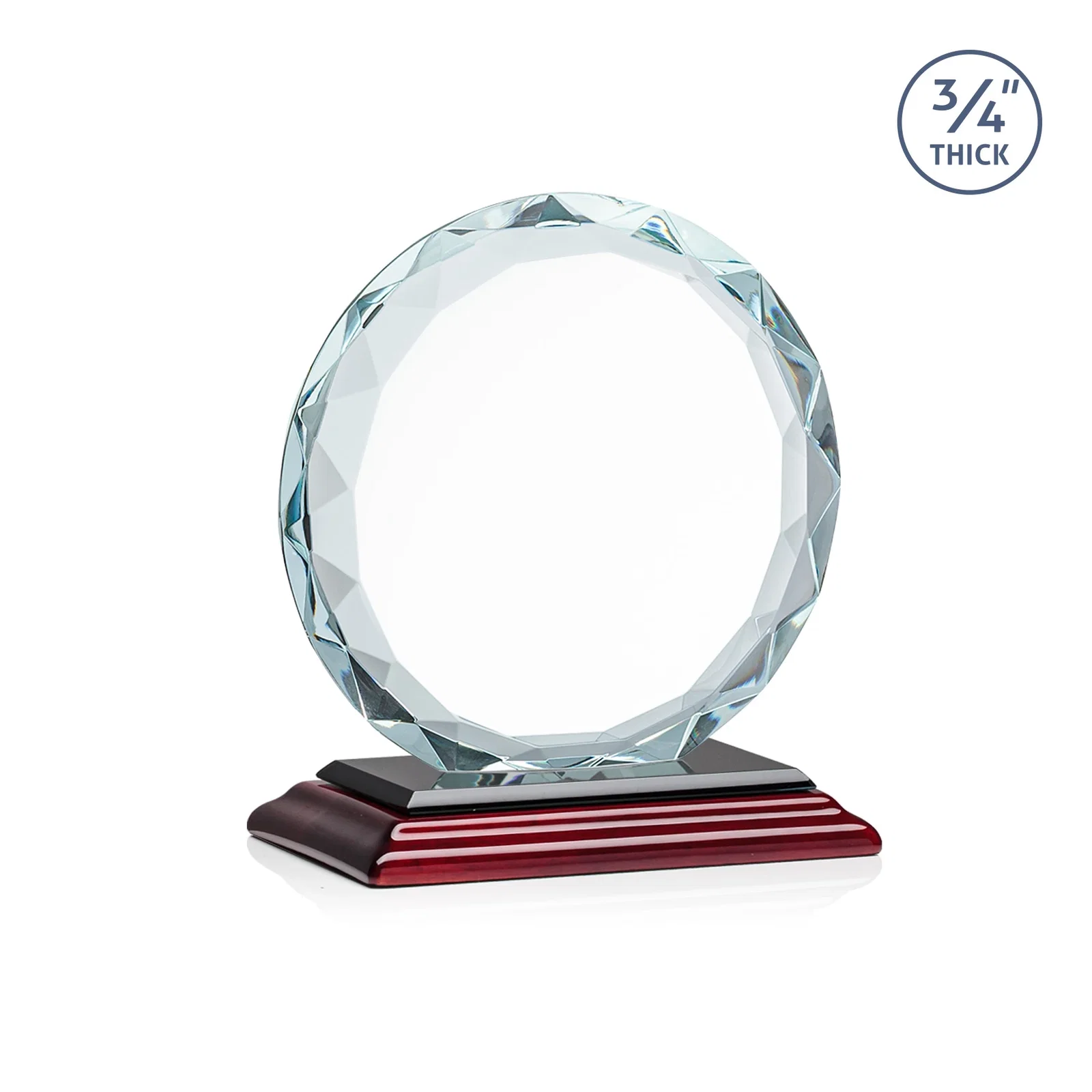 Branded Starfire Crystal Award With Gemstone Facets on a Wood or Crystal Base, with your logo for retirement presentations