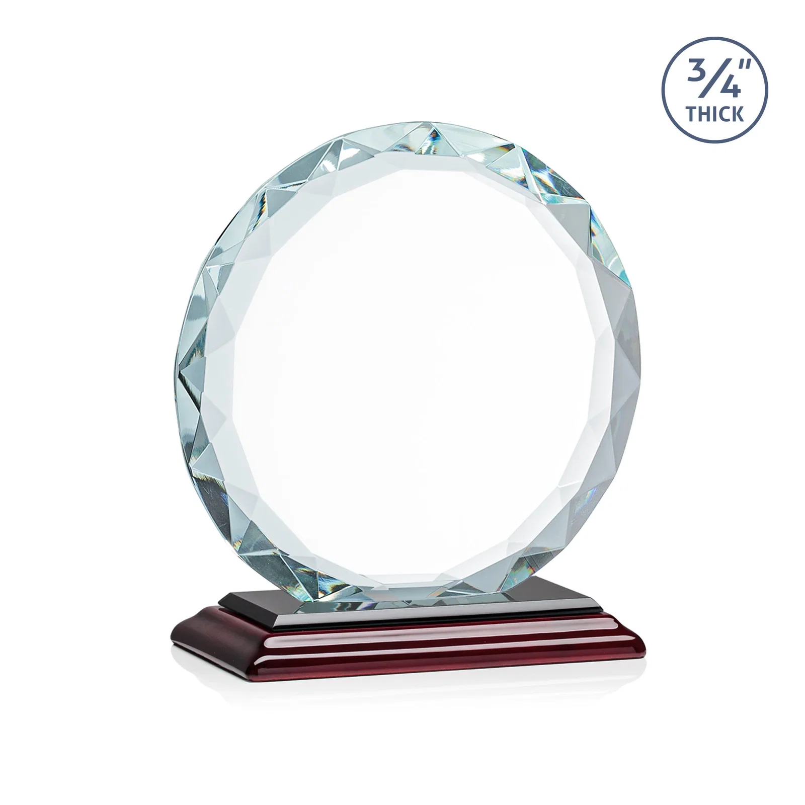 Branded Starfire Crystal Award With Gemstone Facets on a Wood or Crystal Base, with your logo for team milestone celebrations