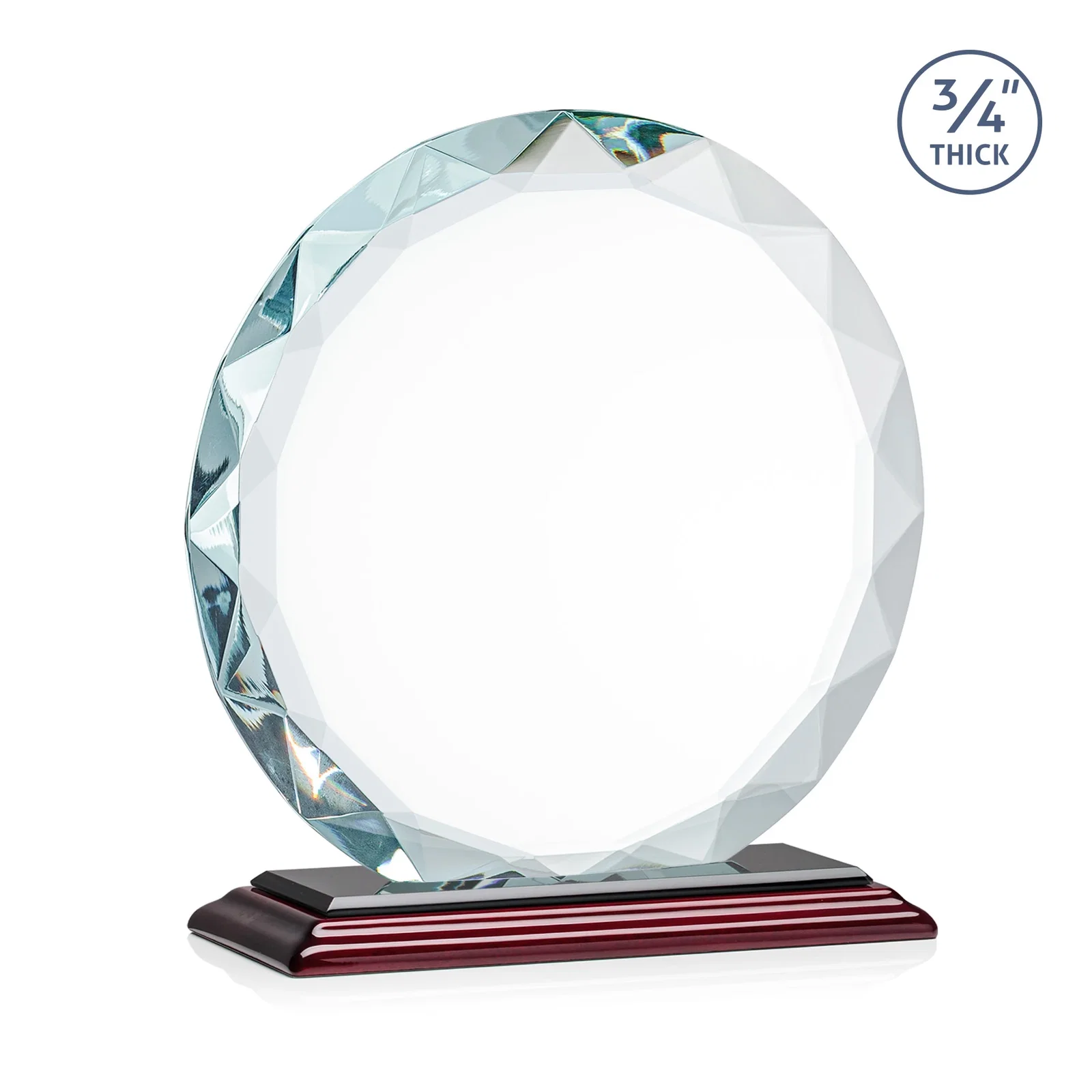 Branded Starfire Crystal Award With Gemstone Facets on a Wood or Crystal Base, with your logo for graduation ceremonies