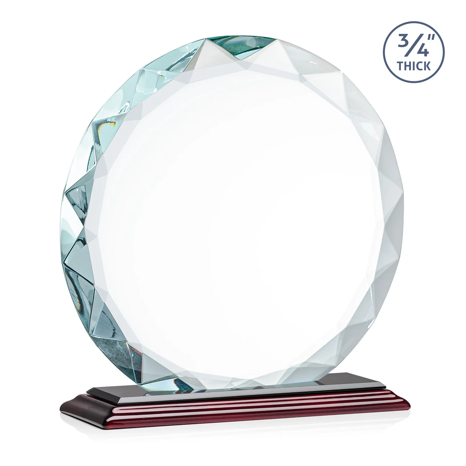 Branded Starfire Crystal Award With Gemstone Facets on a Wood or Crystal Base, with your logo for safety achievement programs