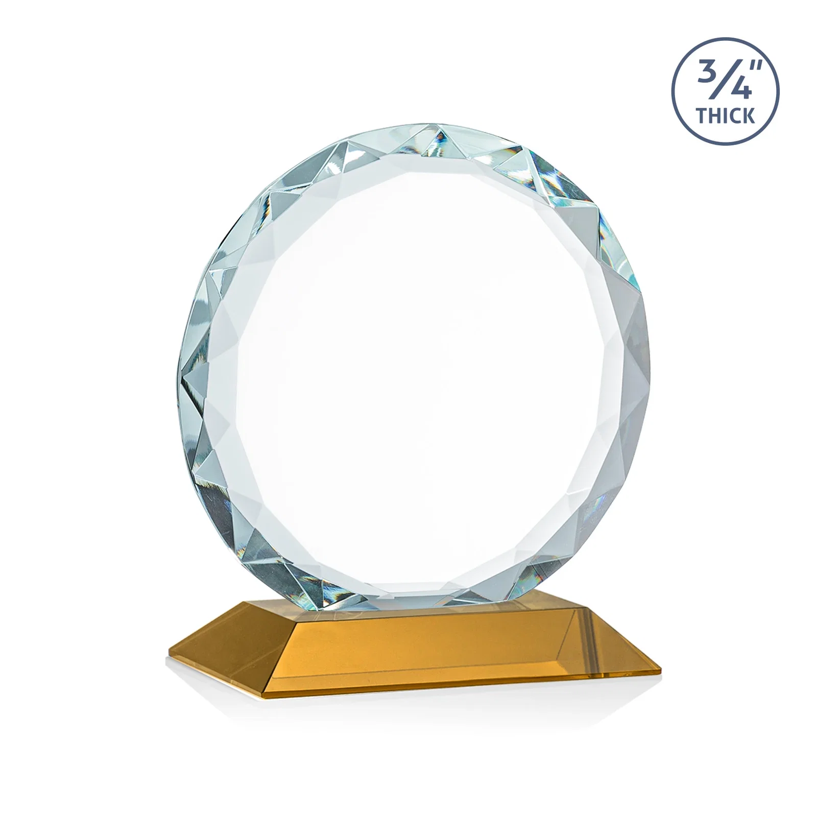 Branded Starfire Crystal Award With Gemstone Facets on a Wood or Crystal Base, with your logo for volunteer appreciation