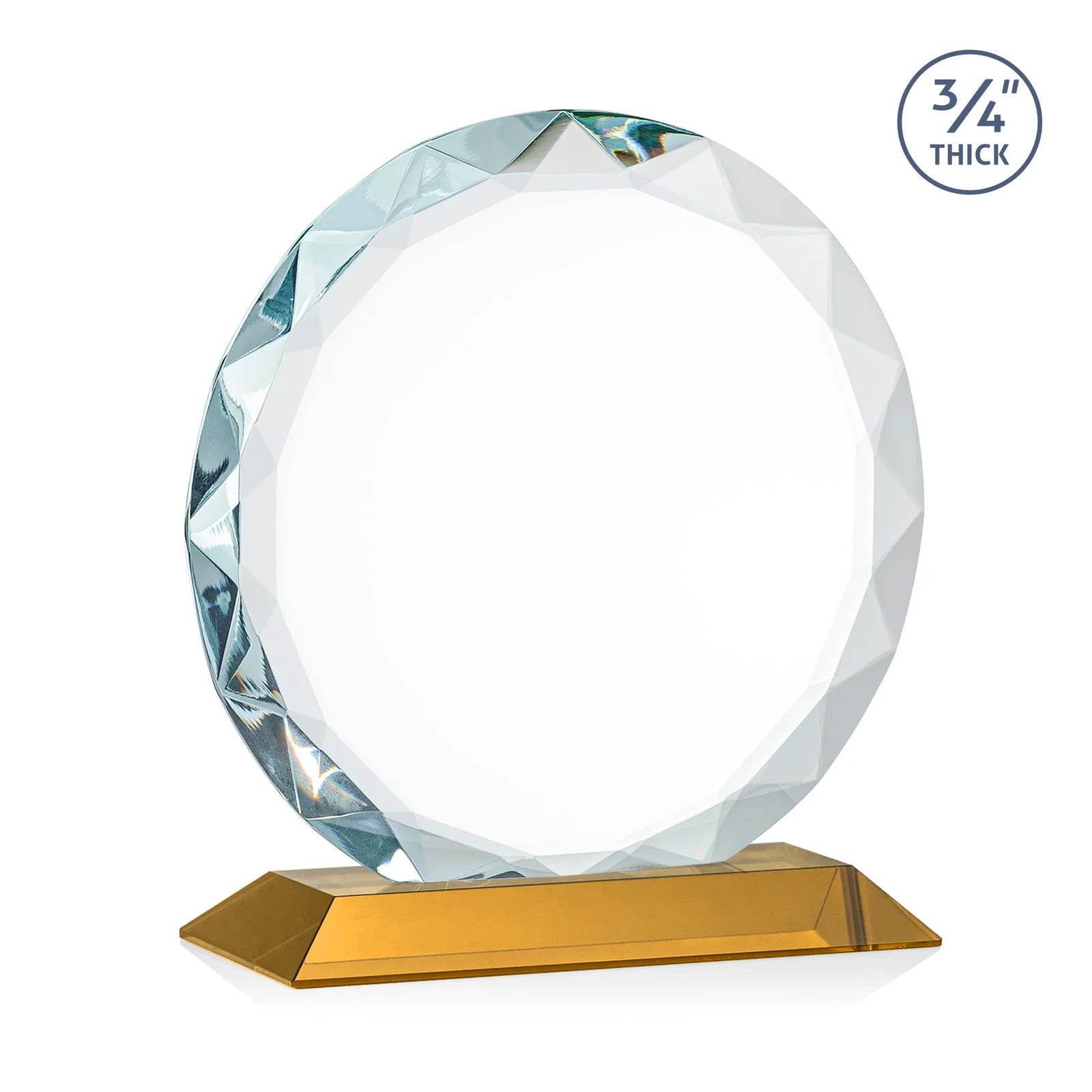 Branded Starfire Crystal Award With Gemstone Facets on a Wood or Crystal Base, with your logo for company anniversary events